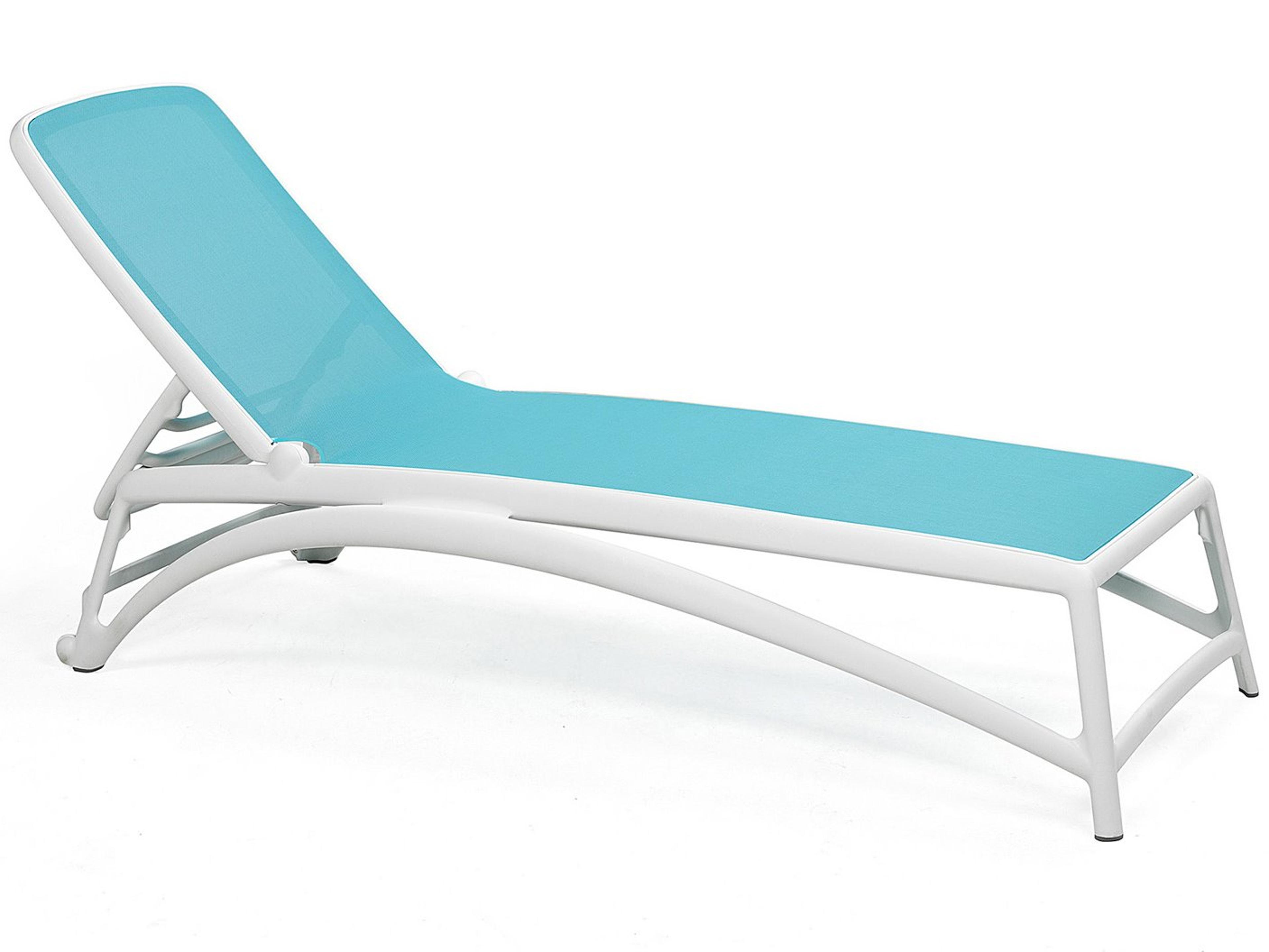 Nardi Atlantico Sling Resin Bianco/Celeste Stackable Outdoor Patio Chaise Lounge