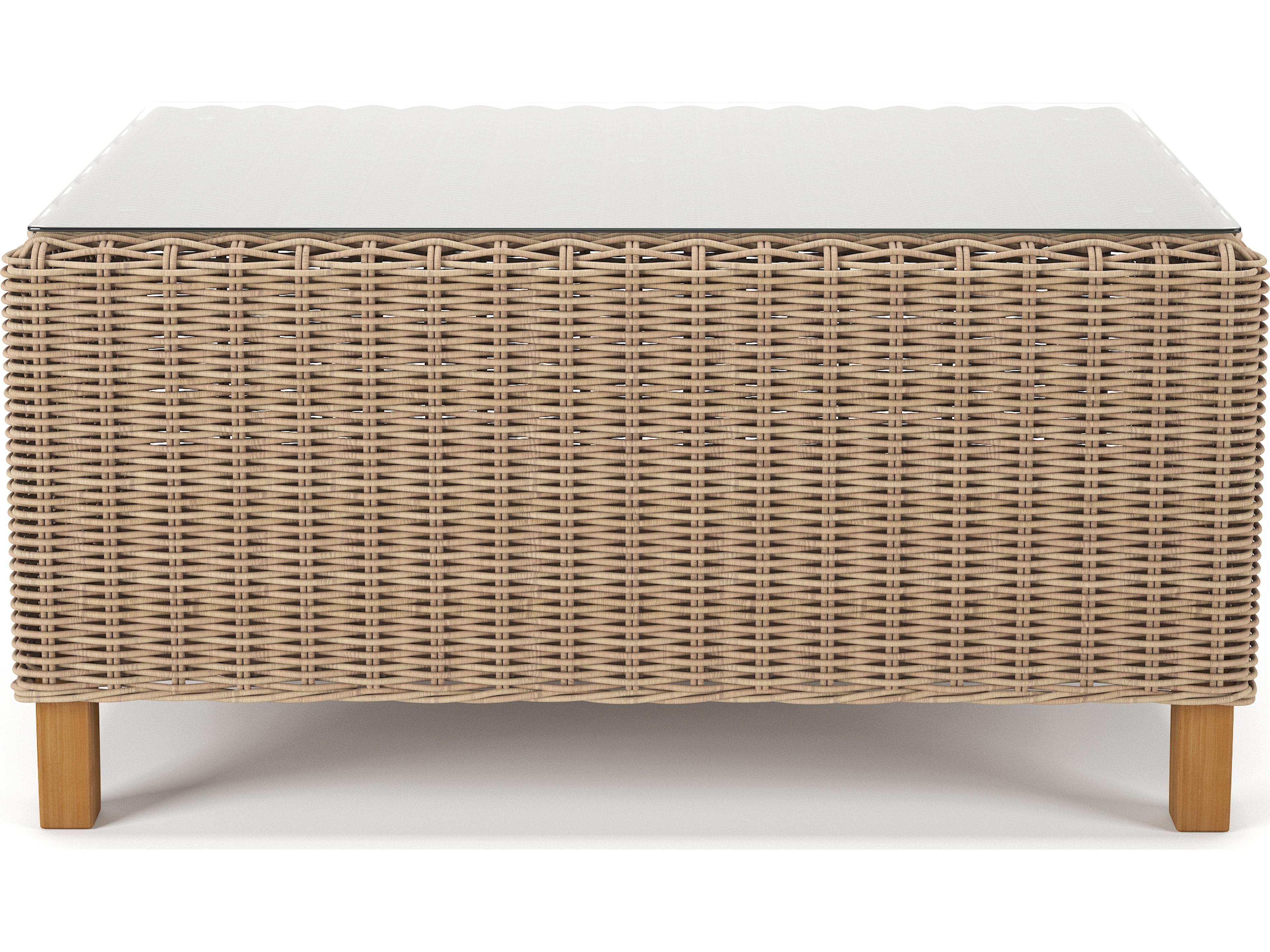 Forever Patio Carlisle Wicker Alabaster Rectangular Glass Top Coffee Table