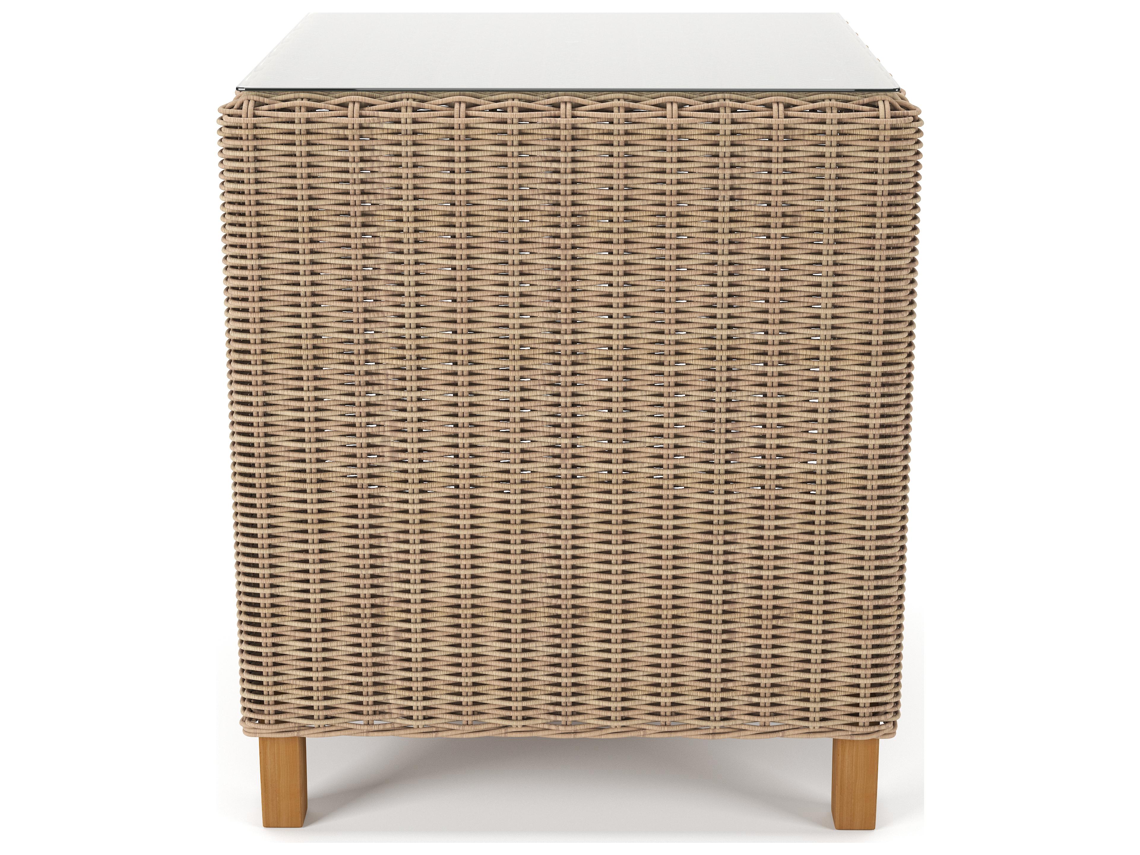 Forever Patio Carlisle Wicker Alabaster Square Glass Top End Table