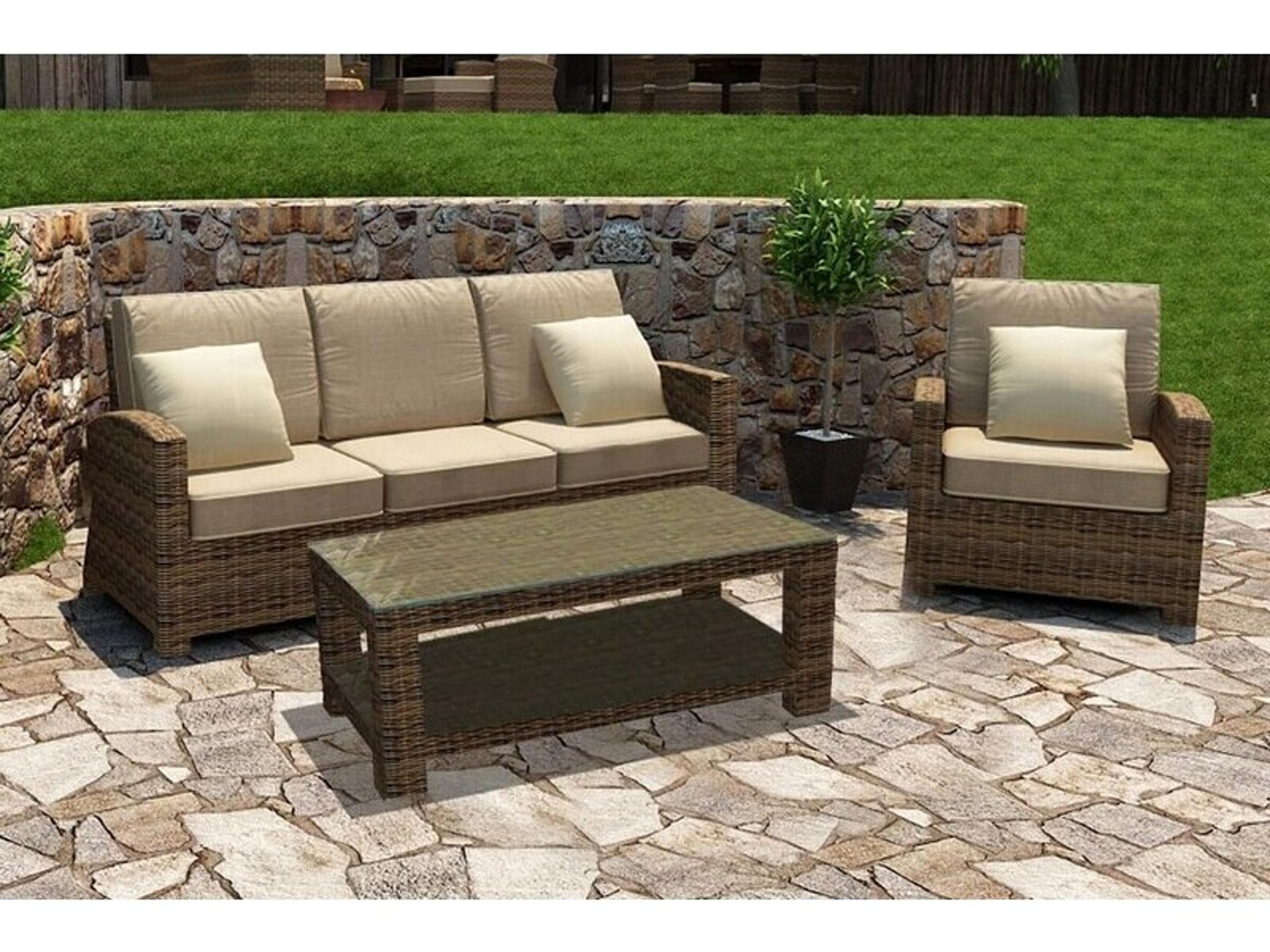 Forever Patio Cypress Wicker Heather Thick 3 Piece Lounge Set