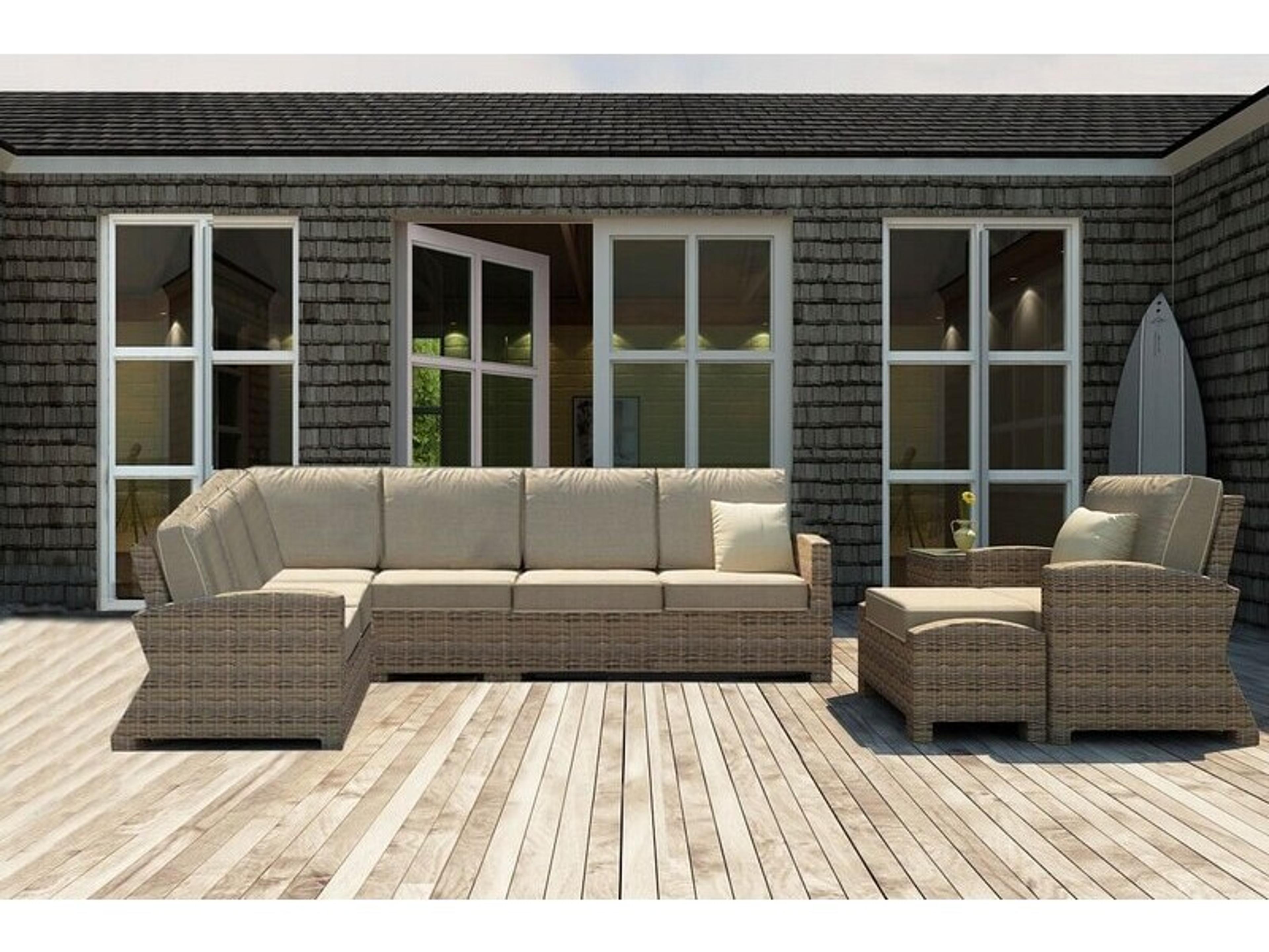 Forever Patio Cypress Wicker Heather Thick 7 Piece Sectional Lounge Set