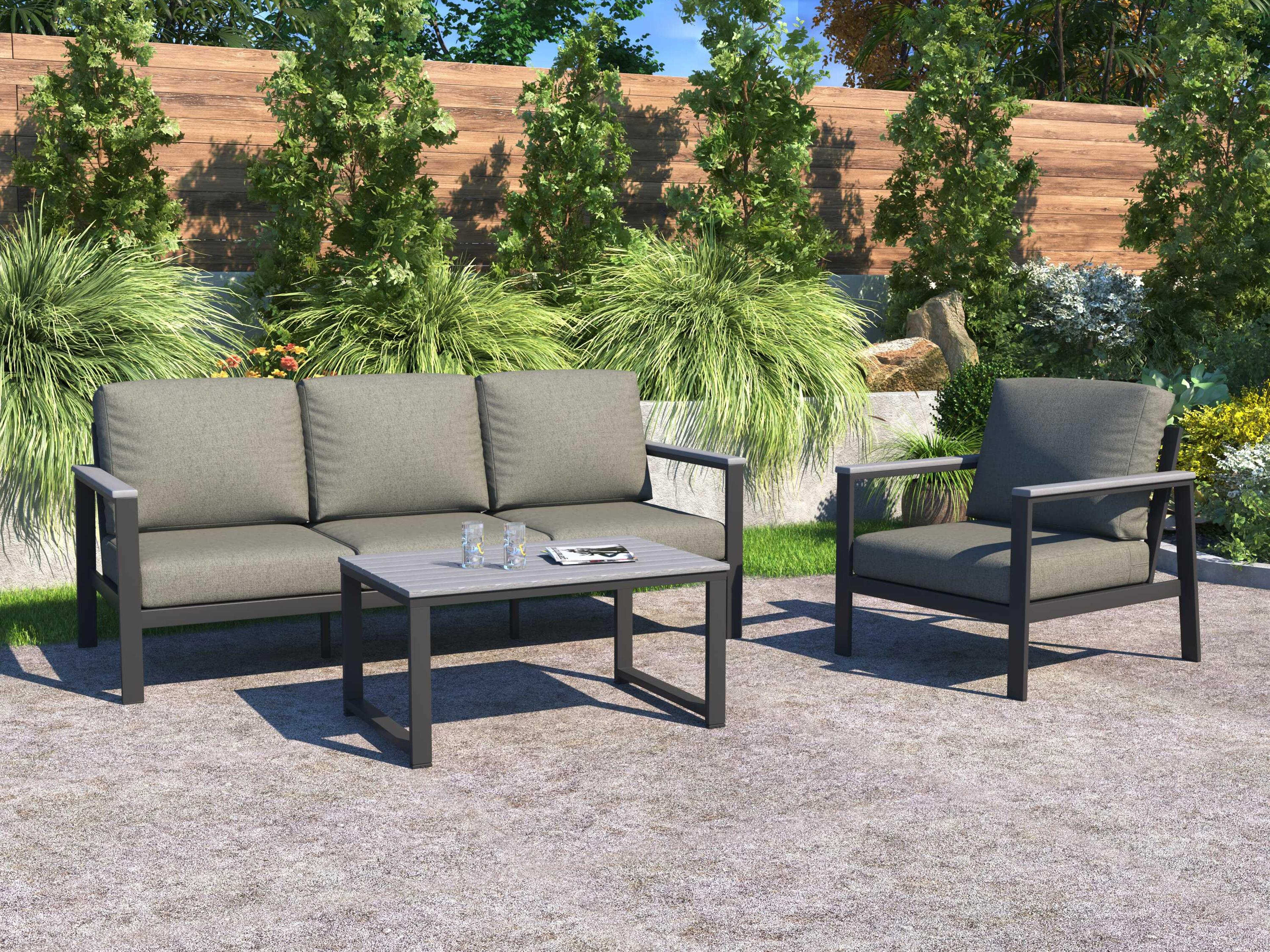 Forever Patio Hanover Slat Aluminum Dark Gray 3 Piece Lounge Set