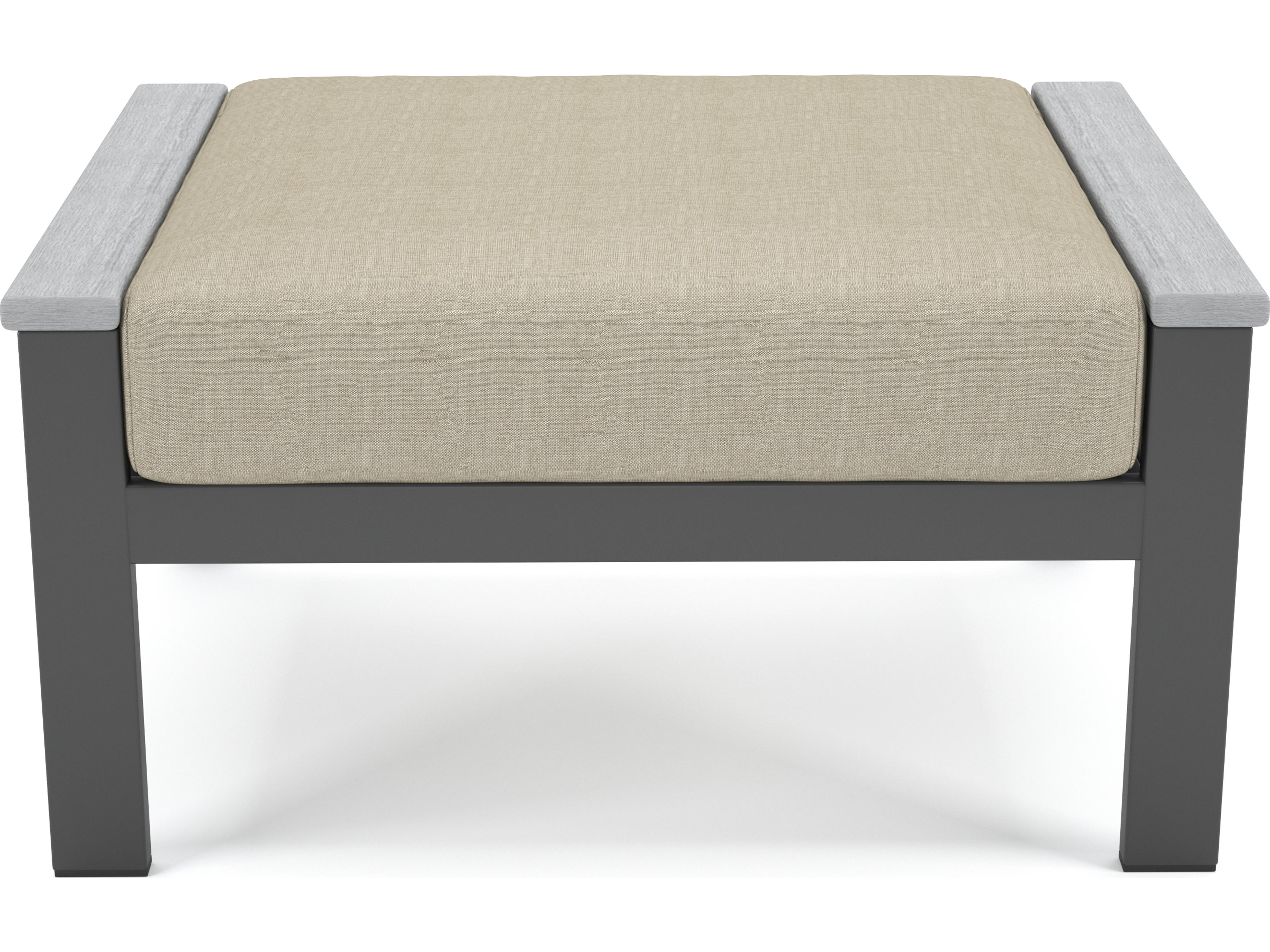 Forever Patio Hanover Slat Aluminum Gray Ottoman with PolyTuf Arm