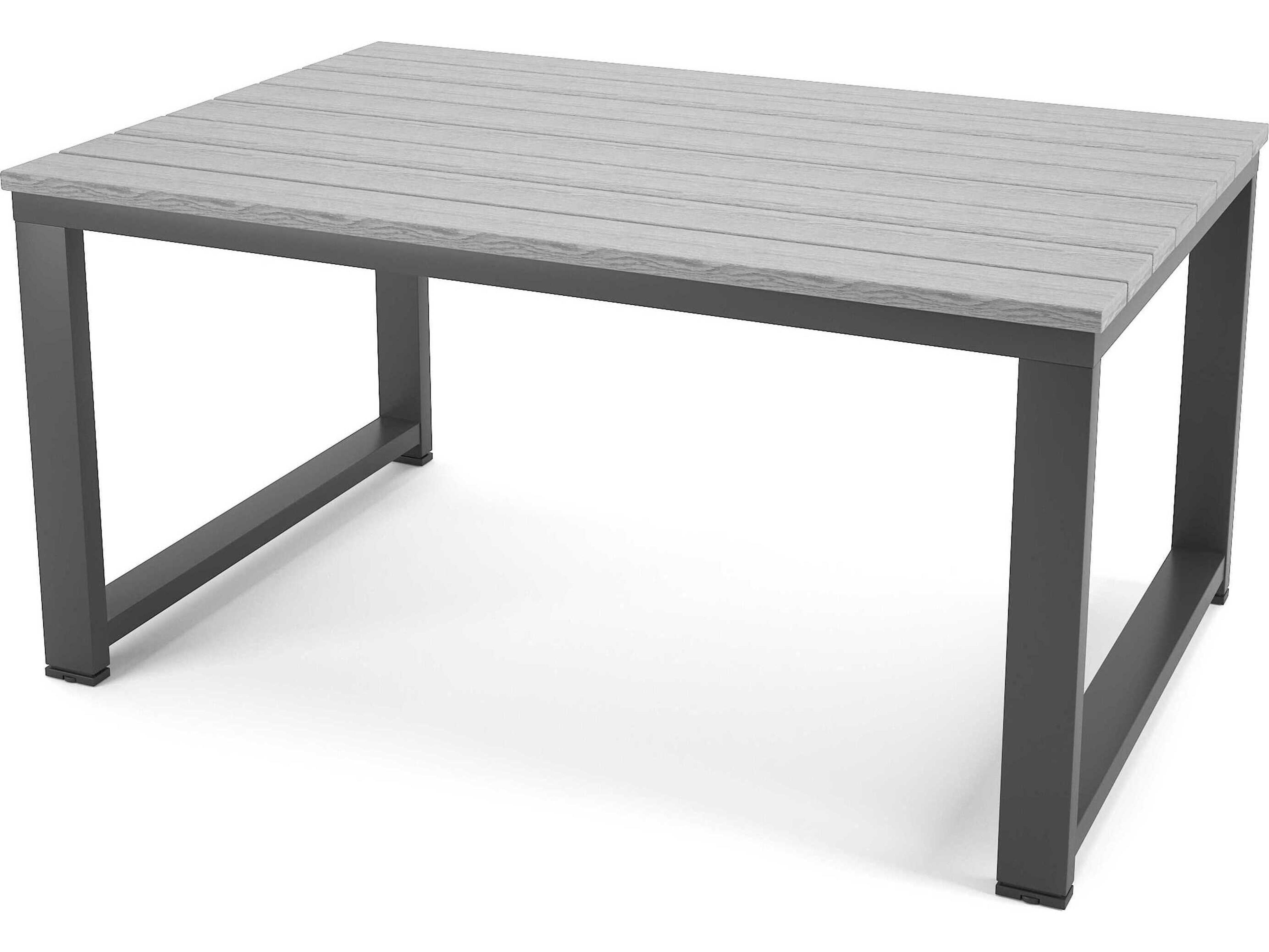 Forever Patio Hanover Slat Aluminum Rectangular Coffee Table in Costal Gray PolyTuf Top