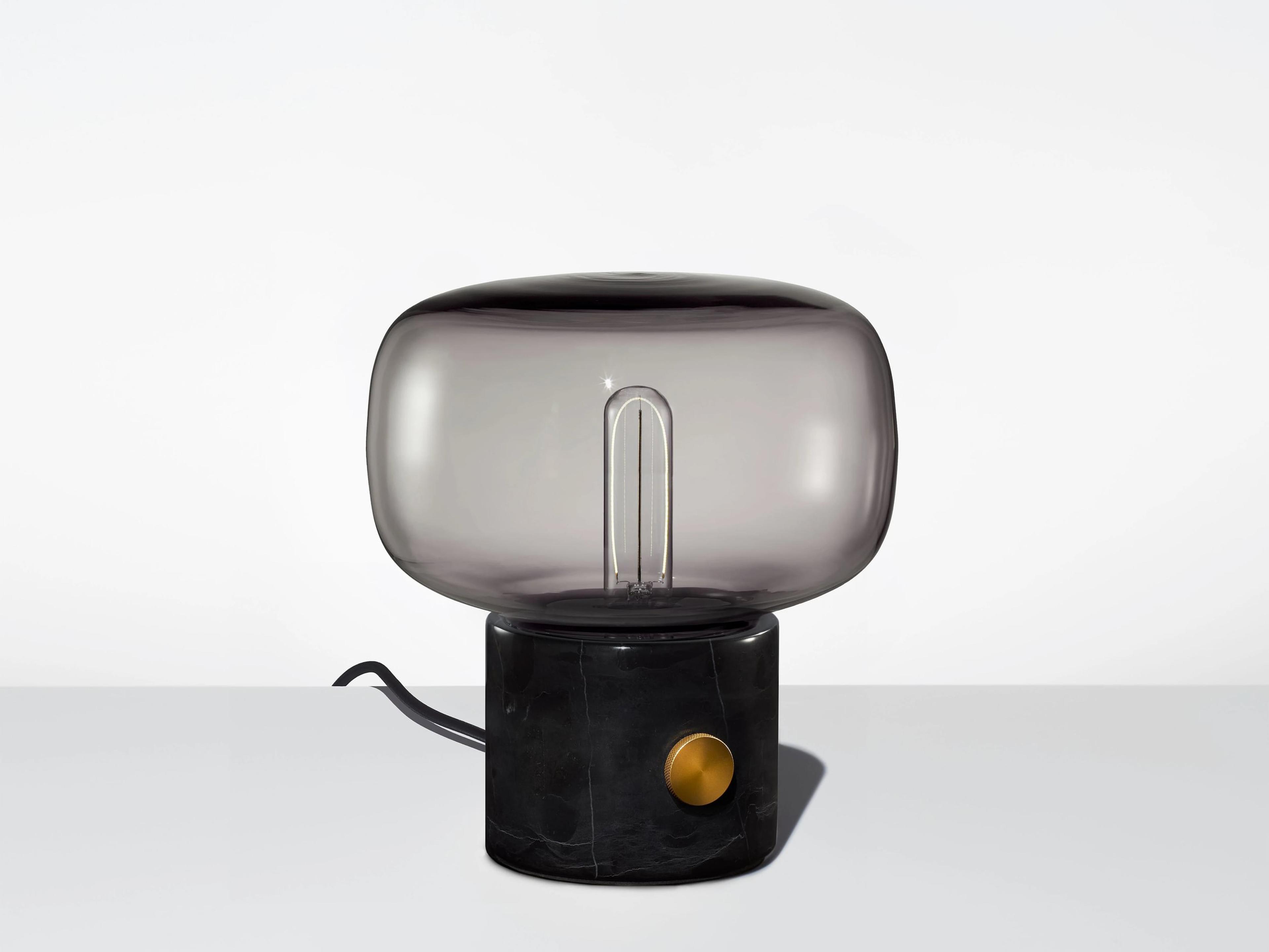 Niche Ionic Gray Black Marble Table Lamp