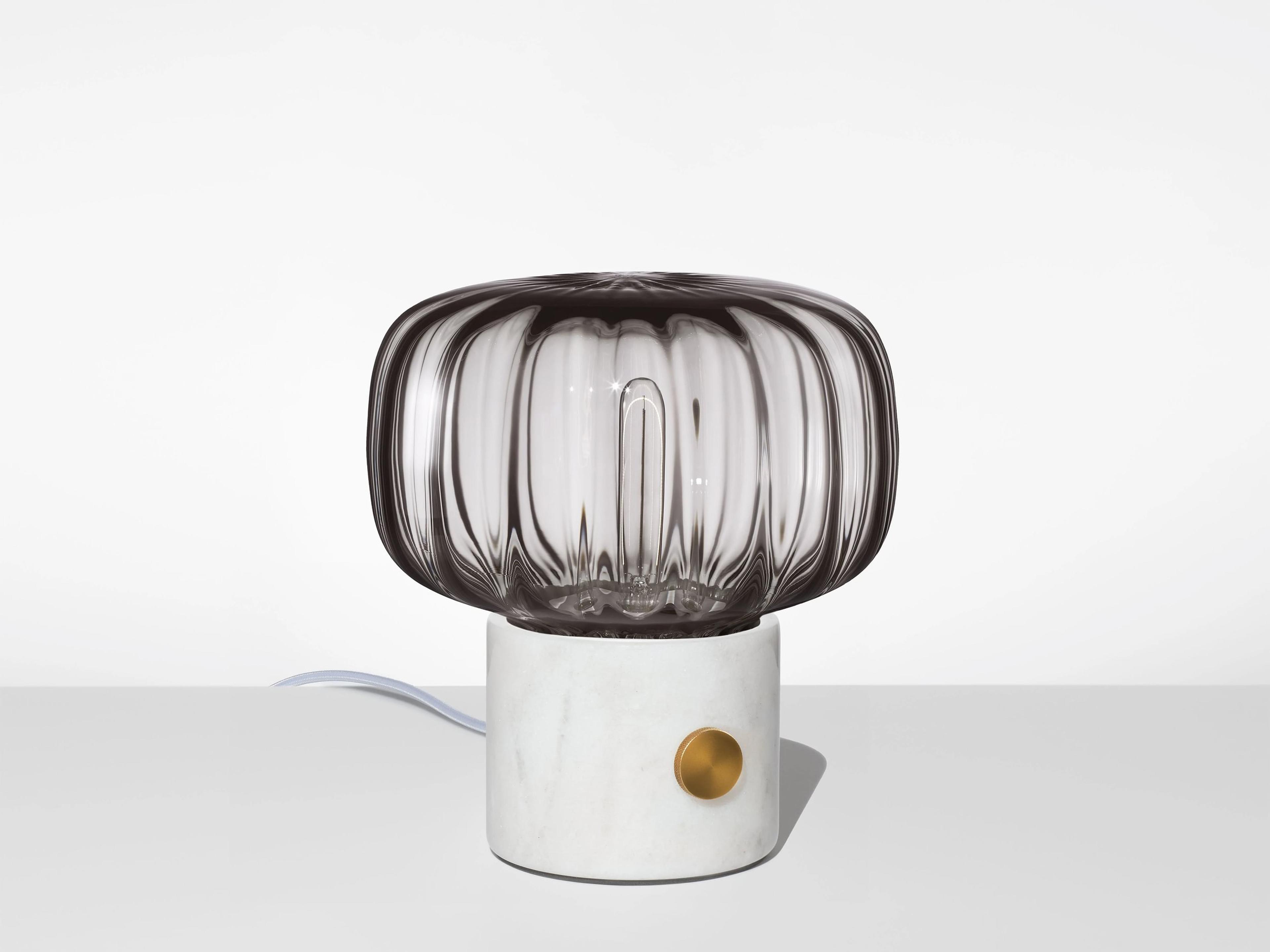 Niche Ionic Arca Petite Gray Optique White Marble Table Lamp