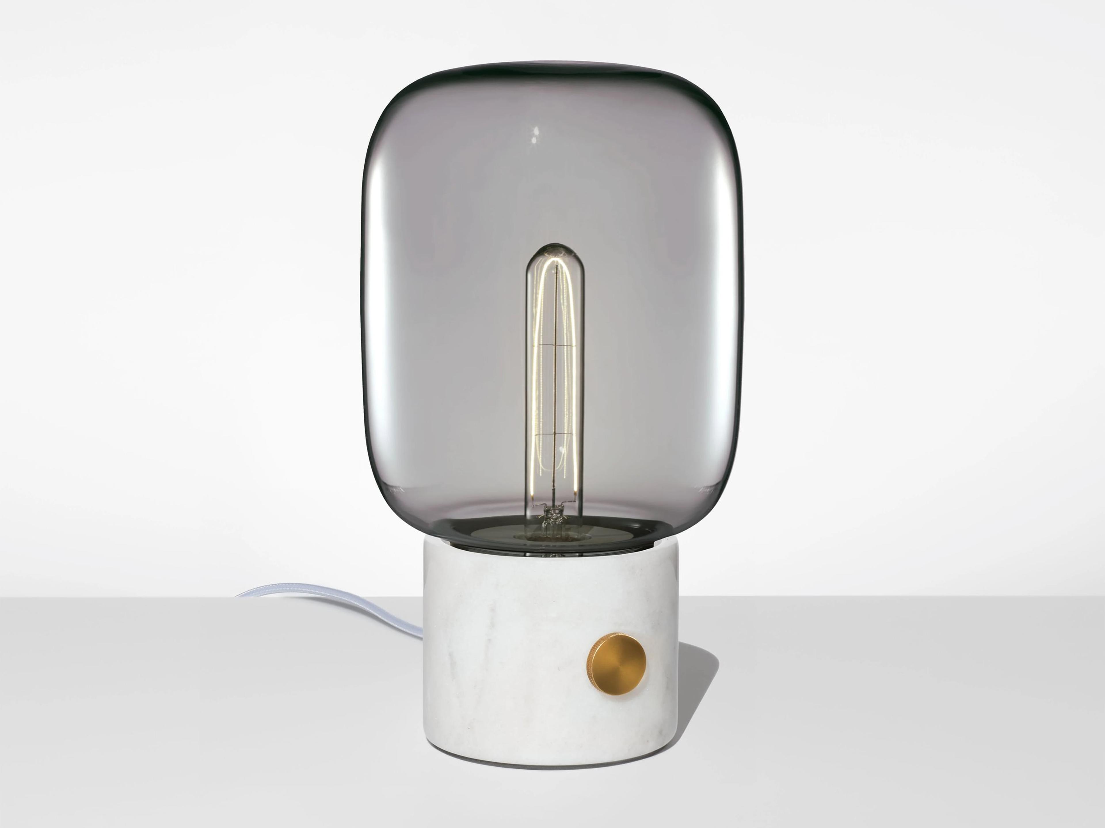 Niche Ionic Arca Tall Gray White Marble Table Lamp