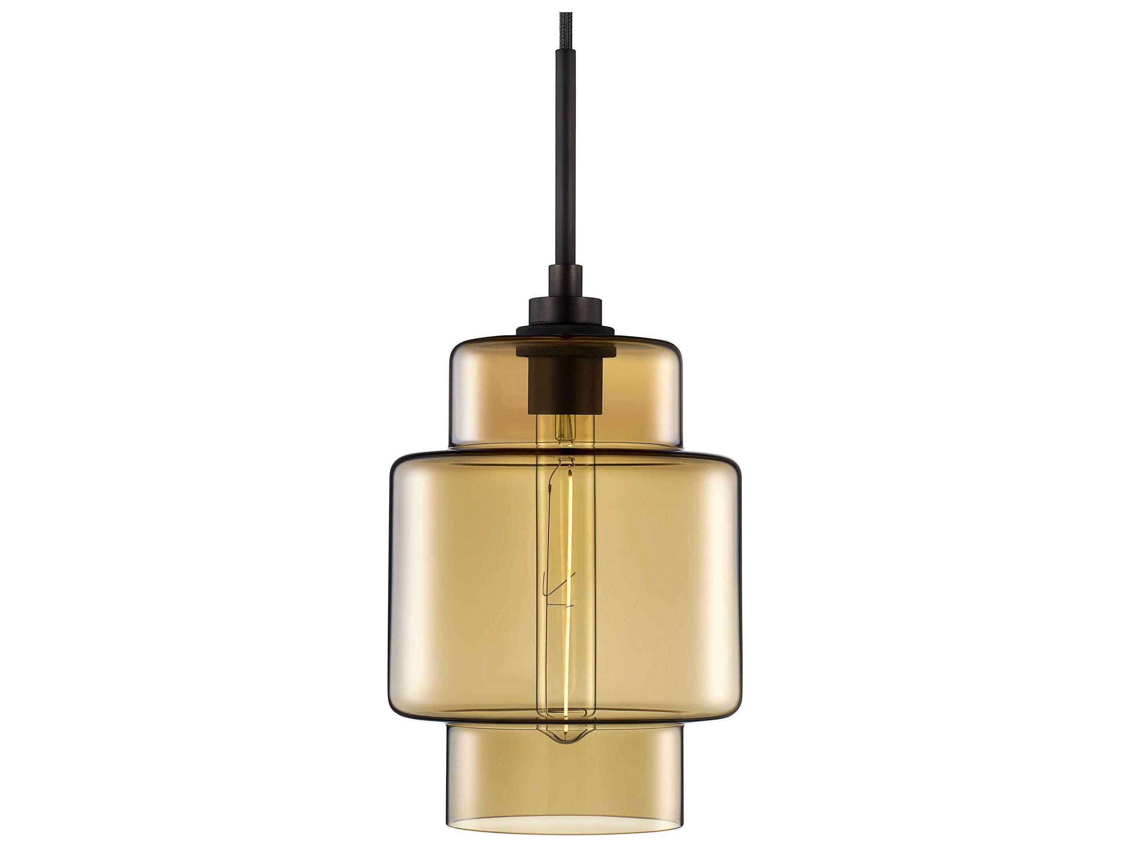 Niche Crystalline Axia 1-Light Smoke Yellow Tiered Mini Pendant