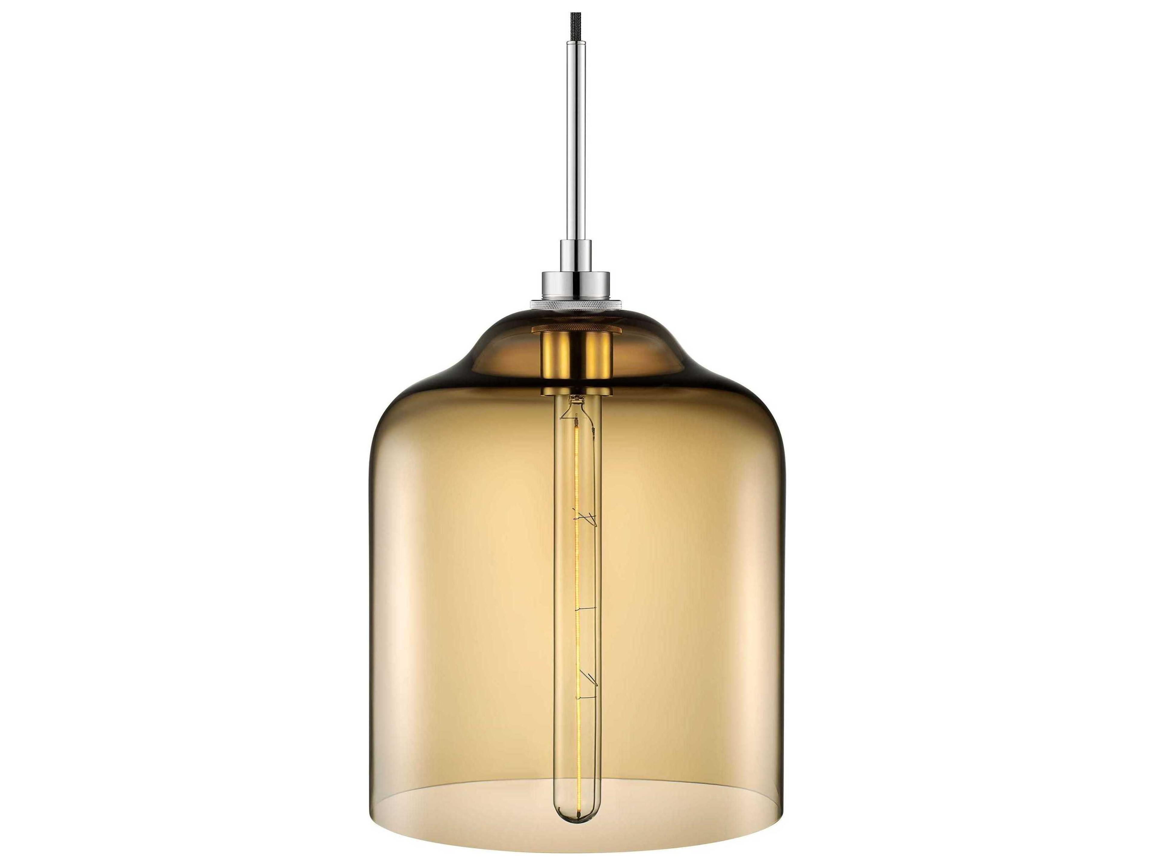 Niche Silica Bell Jar 1-Light Smoke Yellow Mini Pendant