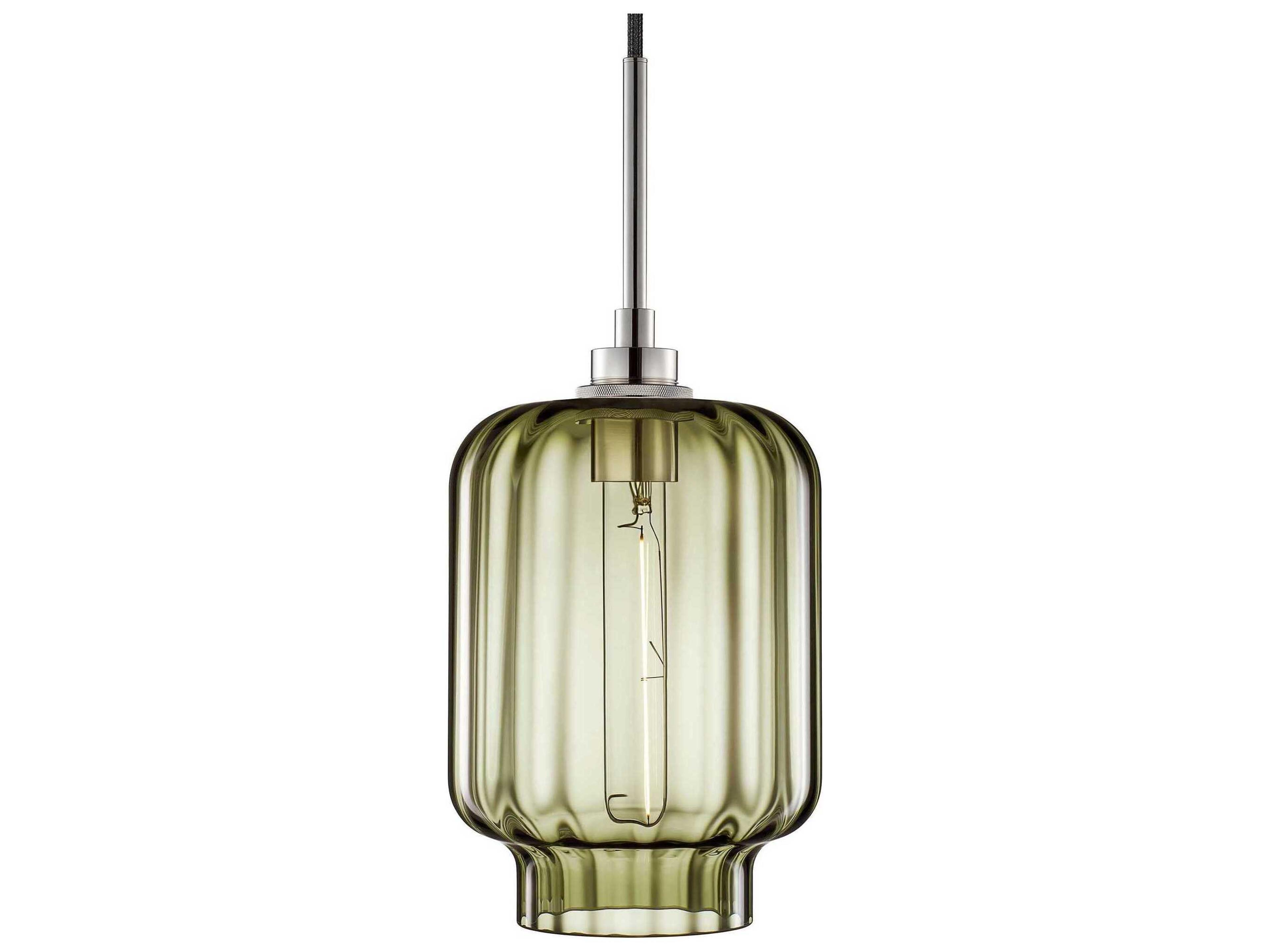 Niche Crystalline Calla 1-Light Moss Optique Polished Nickel Green Mini Pendant