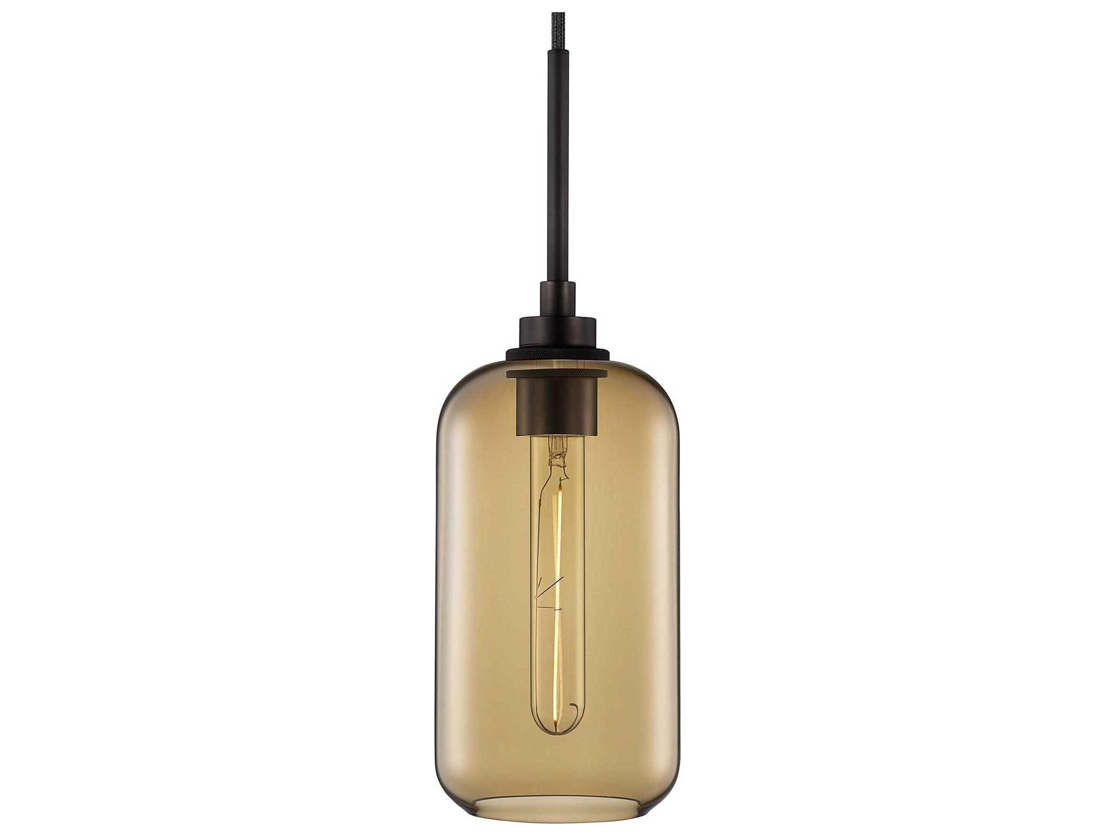 Niche Helio 1-Light Smoke Yellow Cylinder Mini Pendant