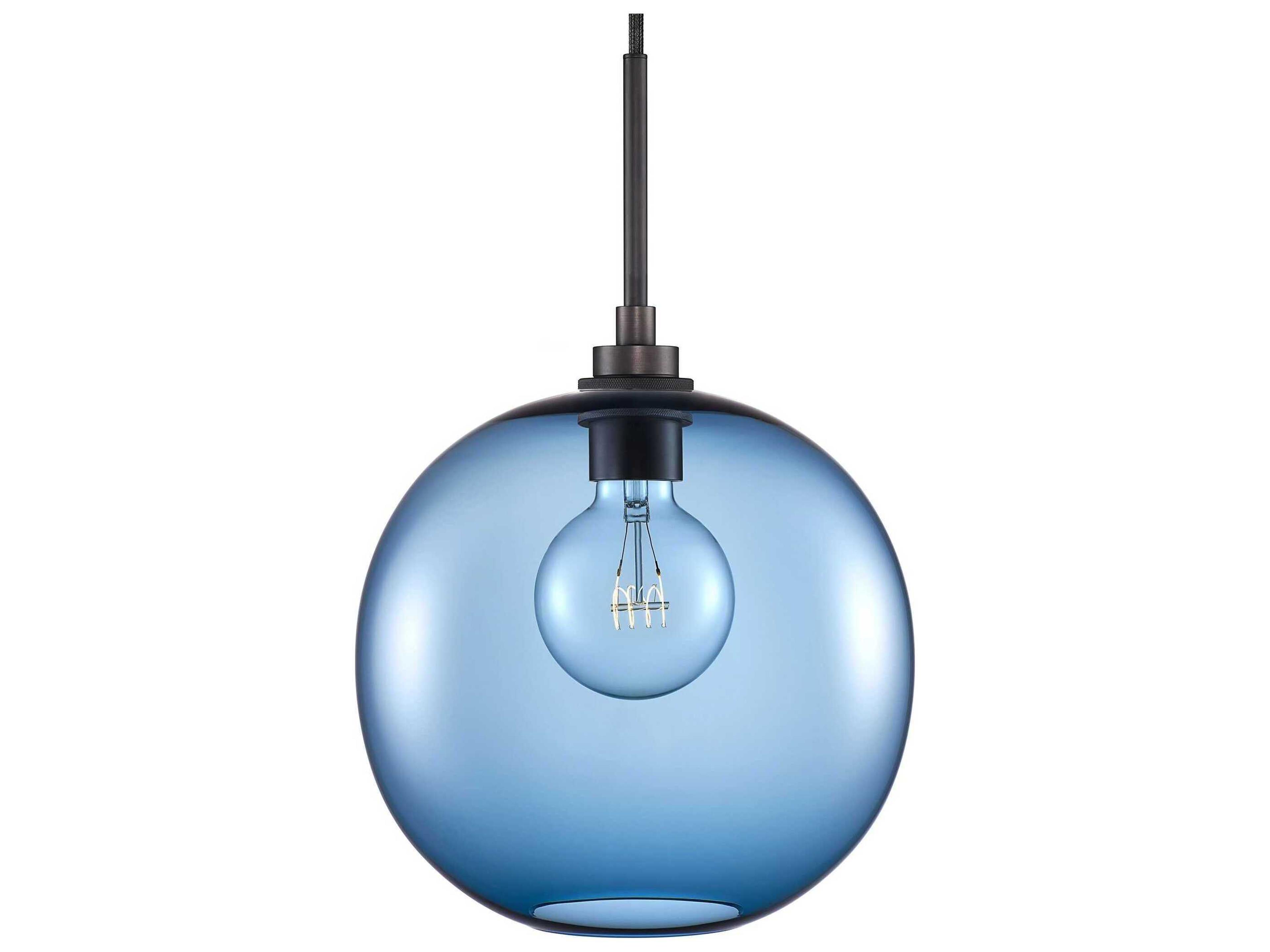 Niche Silica Solitaire 1-Light Sapphire Blue Globe Mini Pendant
