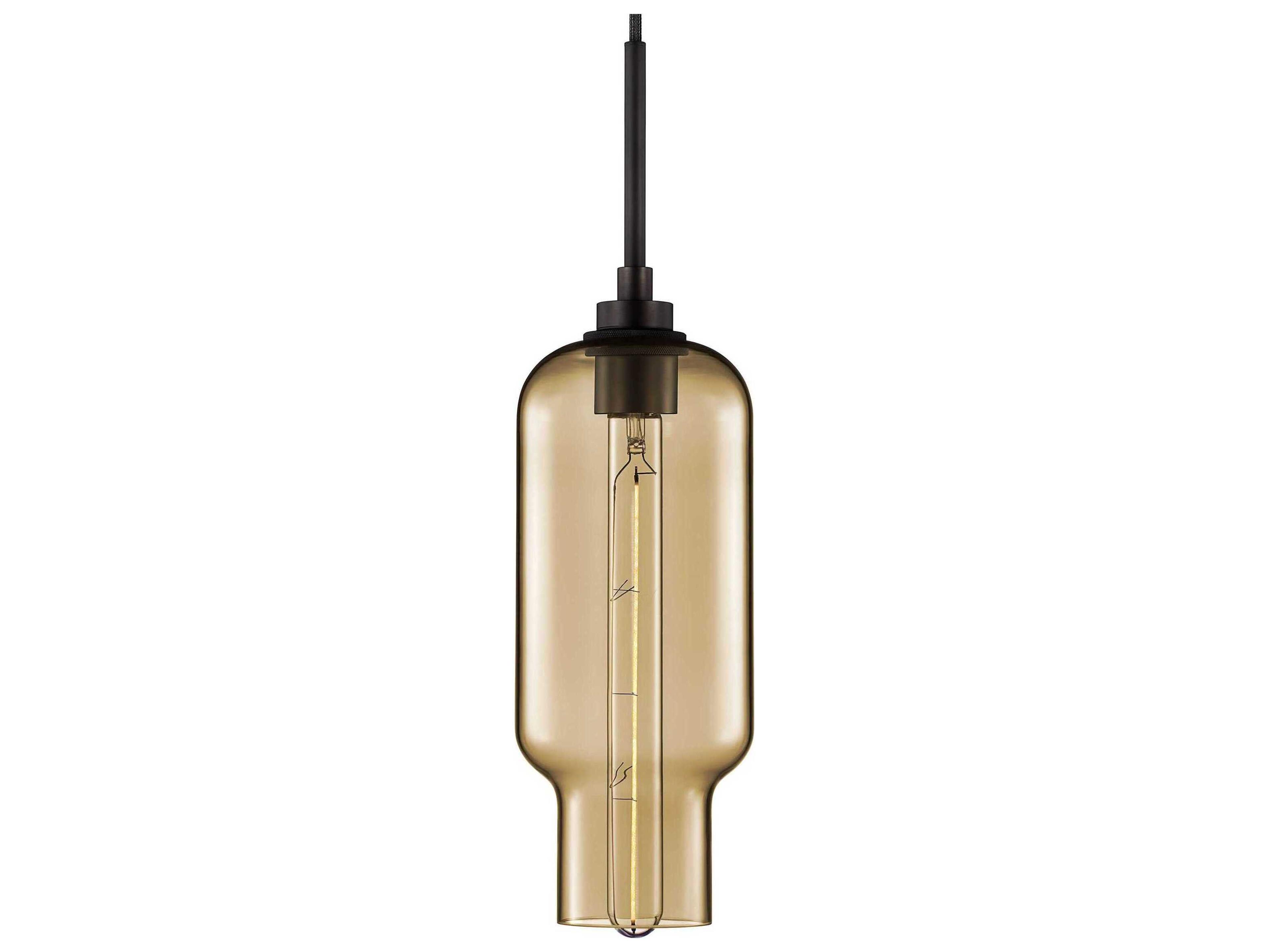 Niche Silica Pharos 1-Light Smoke Yellow Cylinder Mini Pendant