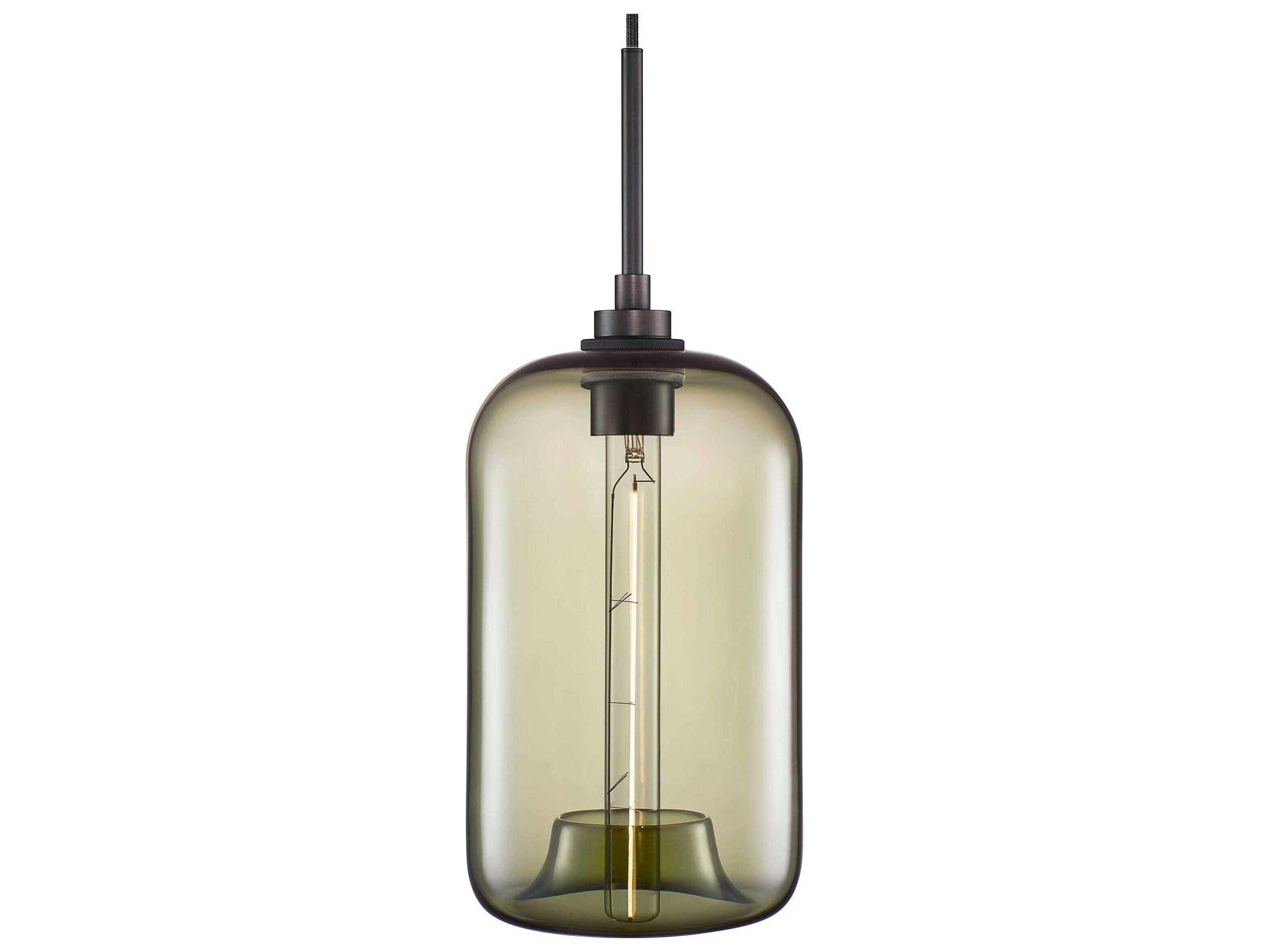 Niche Silica Pod 1-Light Moss Green Cylinder Mini Pendant