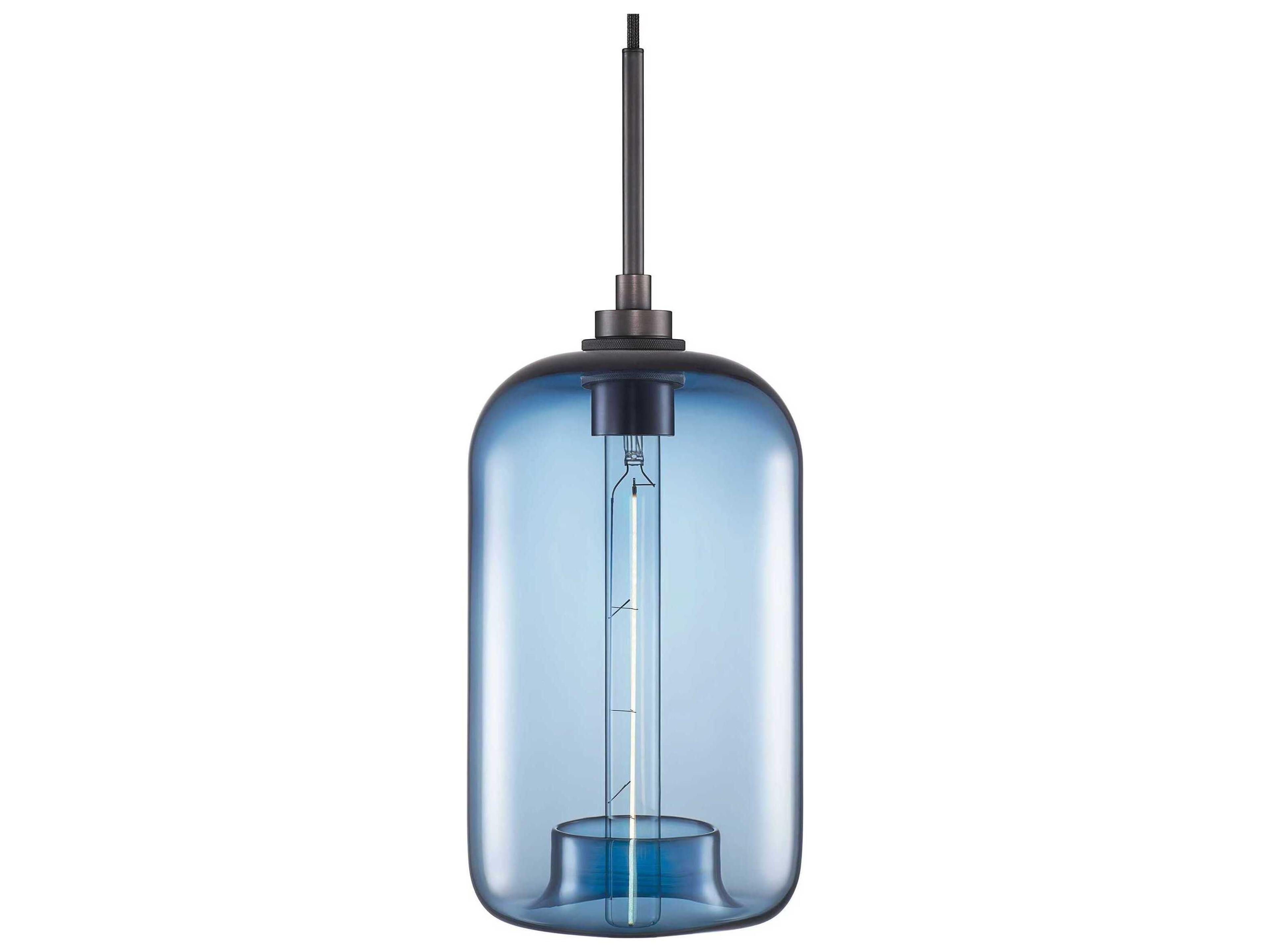 Niche Silica Pod 1-Light Sapphire Blue Cylinder Mini Pendant