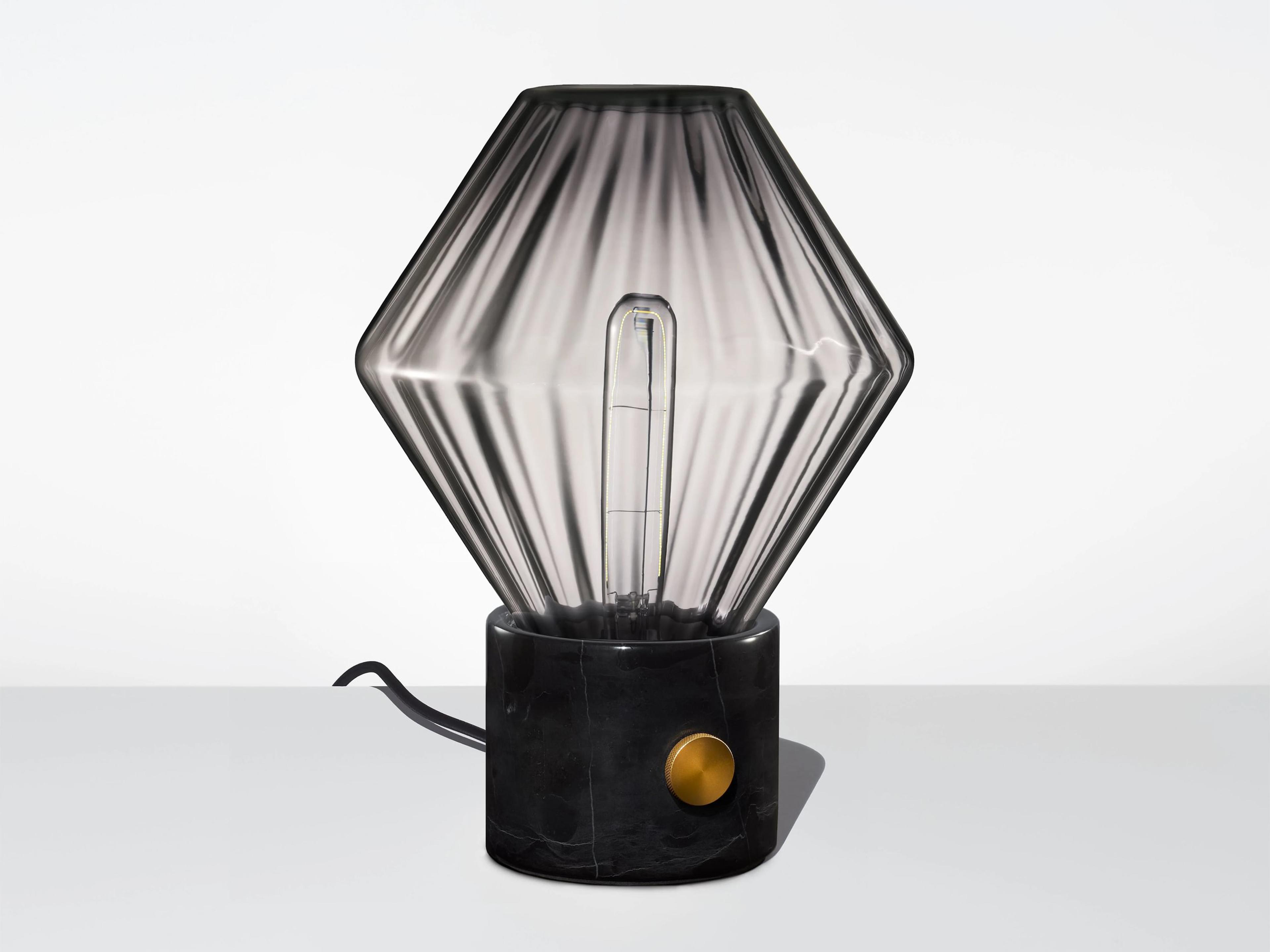 Niche Ionic Gray Optique Black Marble Table Lamp