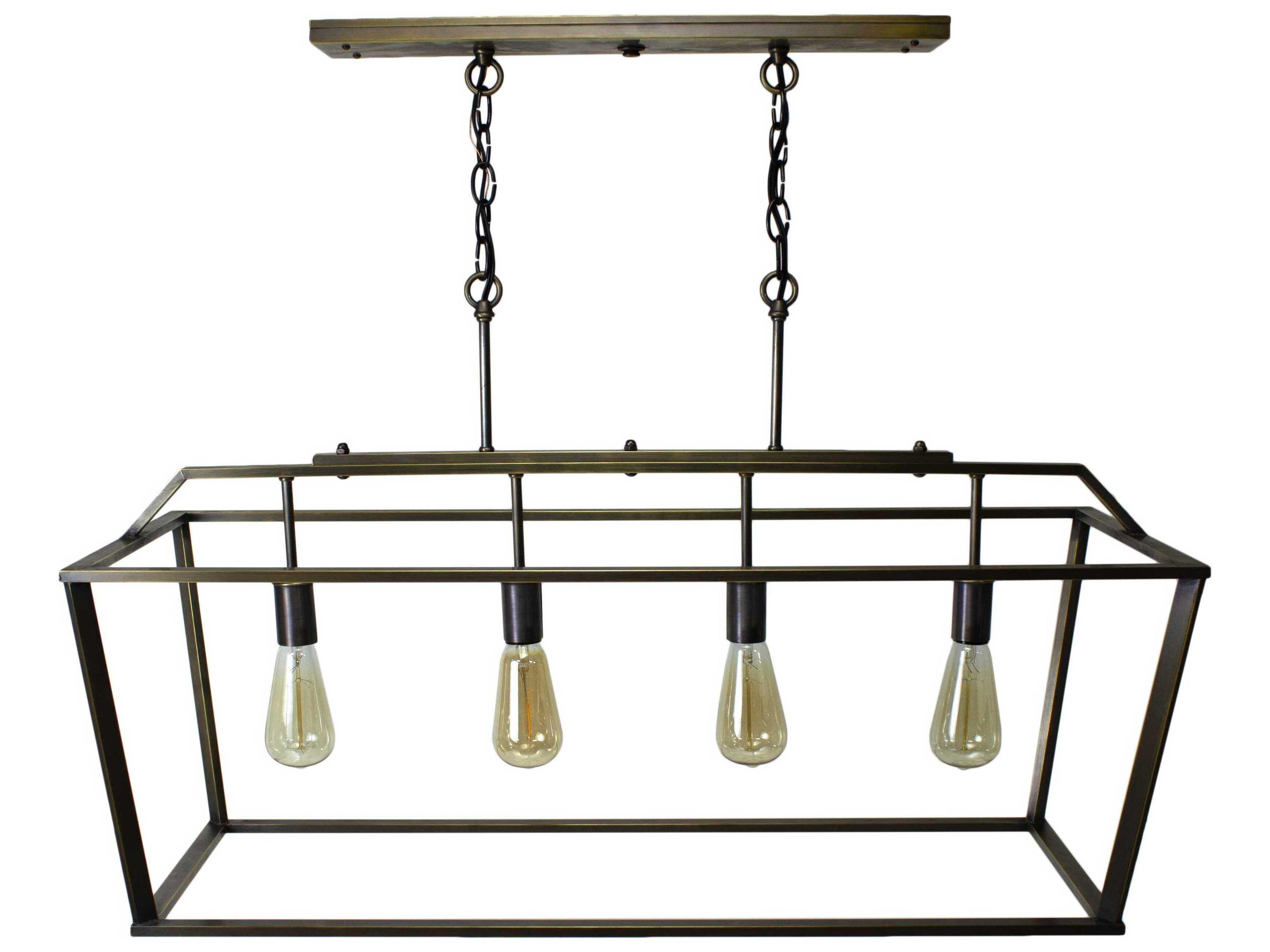 Northeast Lantern Foyer 4-Light Black Geometric Island Pendant