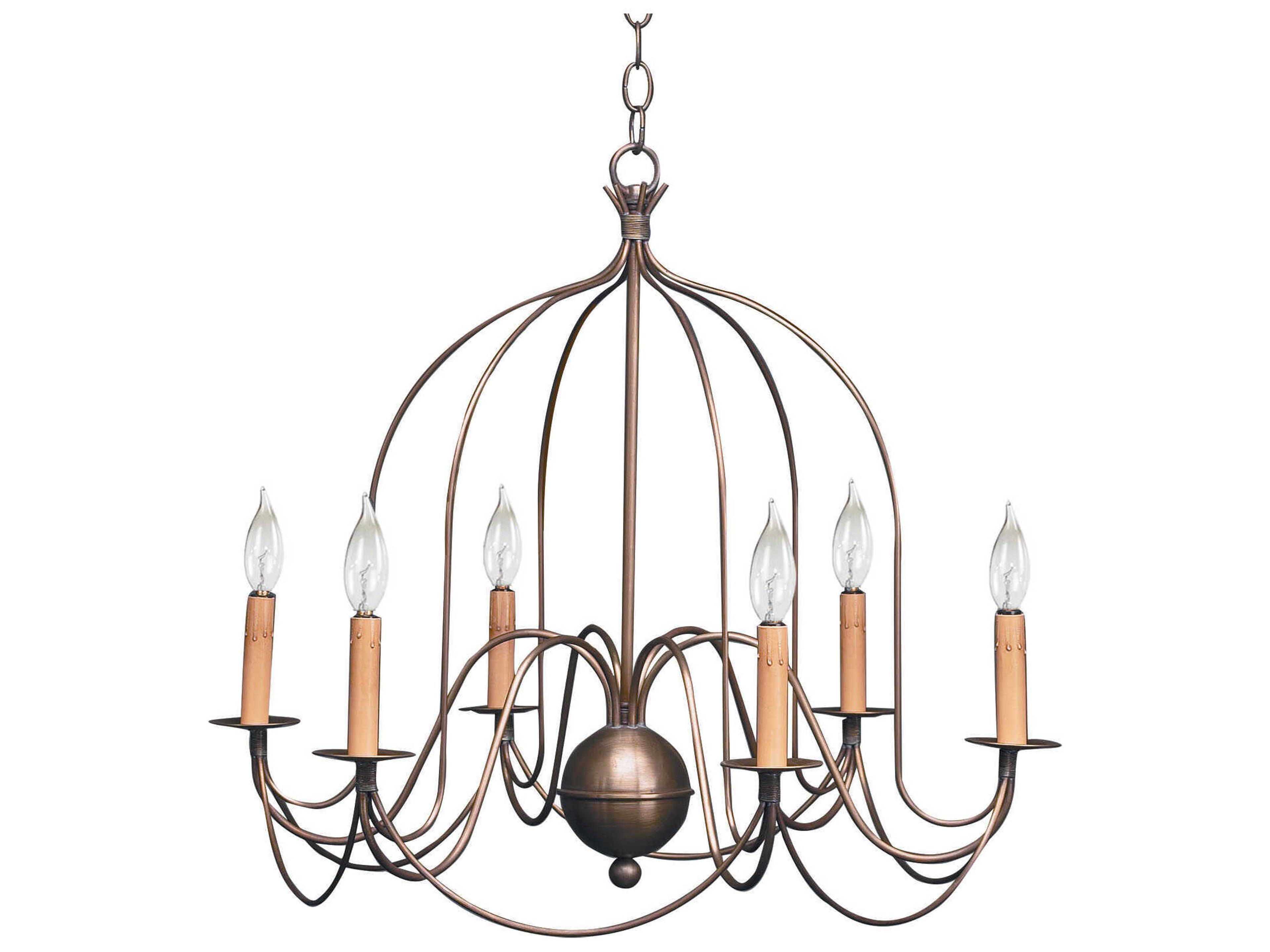 Northeast Lantern 6-Light Brass Candelabra Chandelier