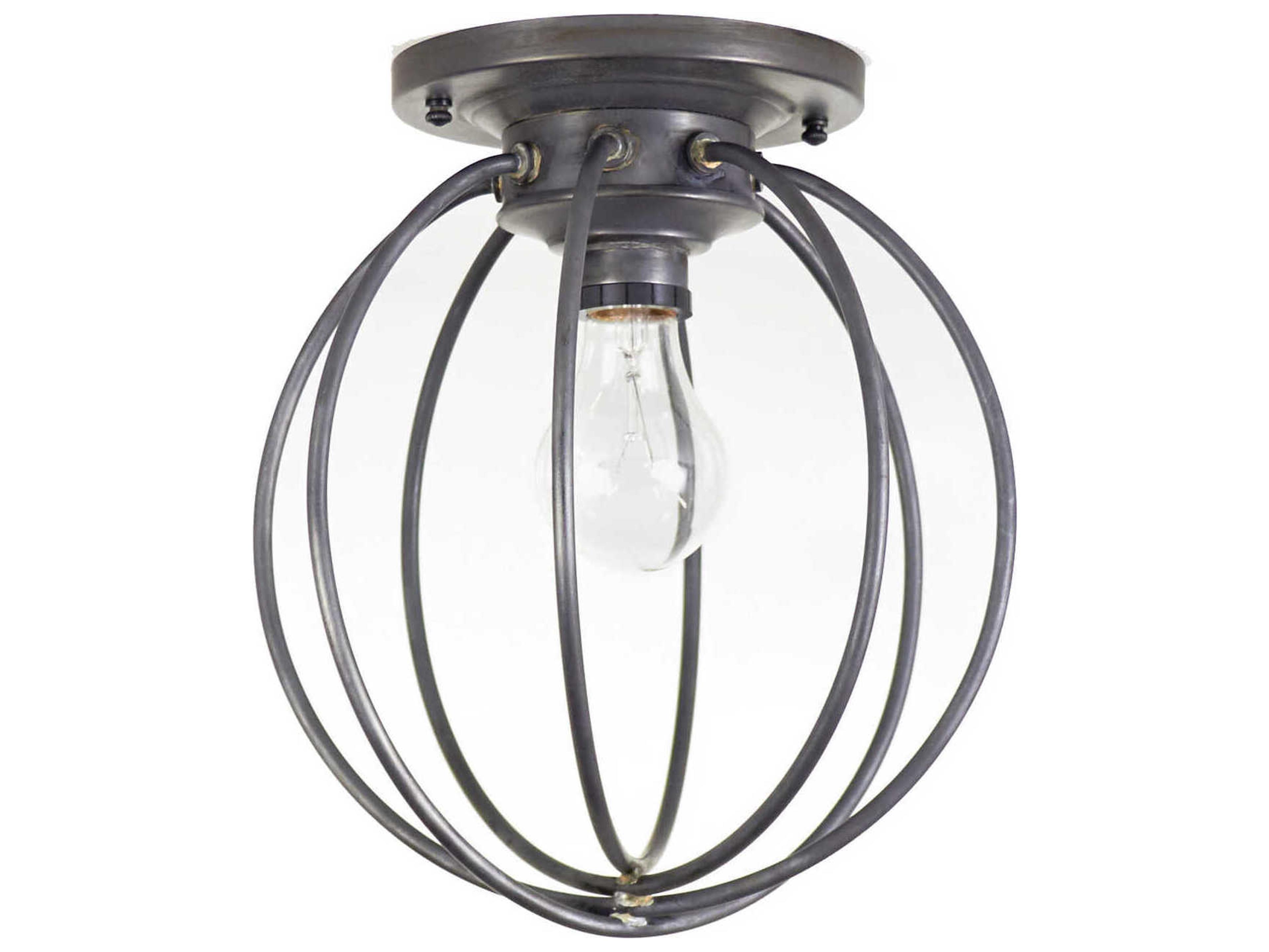 Northeast Lantern Orb 1-Light Black Globe Flush Mount