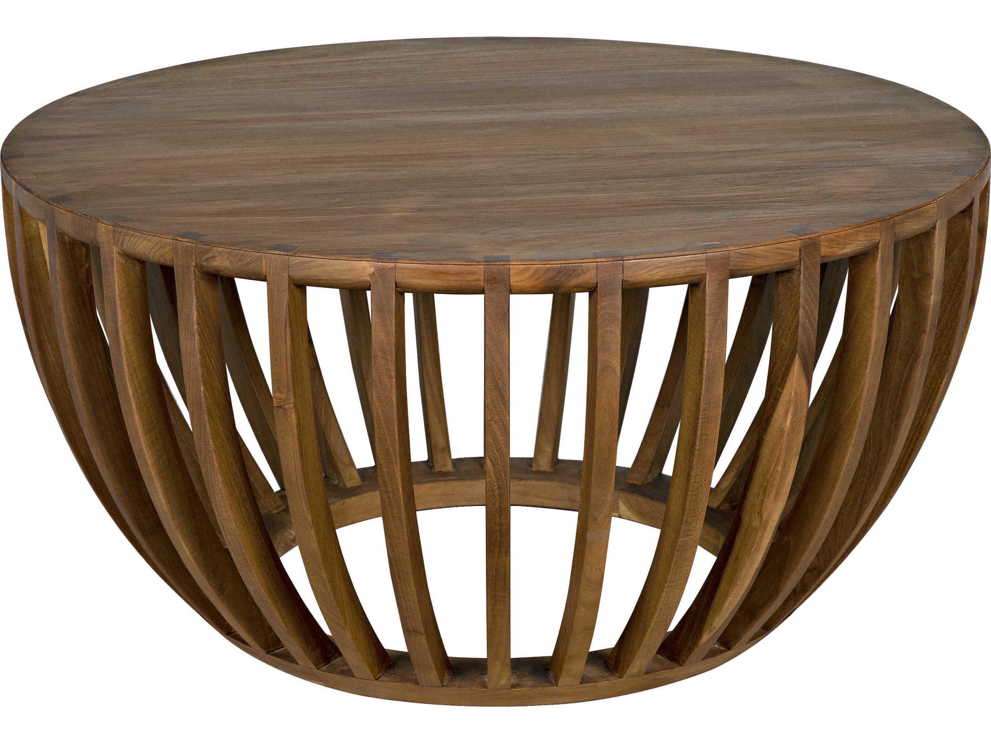 Noir Round Wood Clear Coat Flat Coffee Table