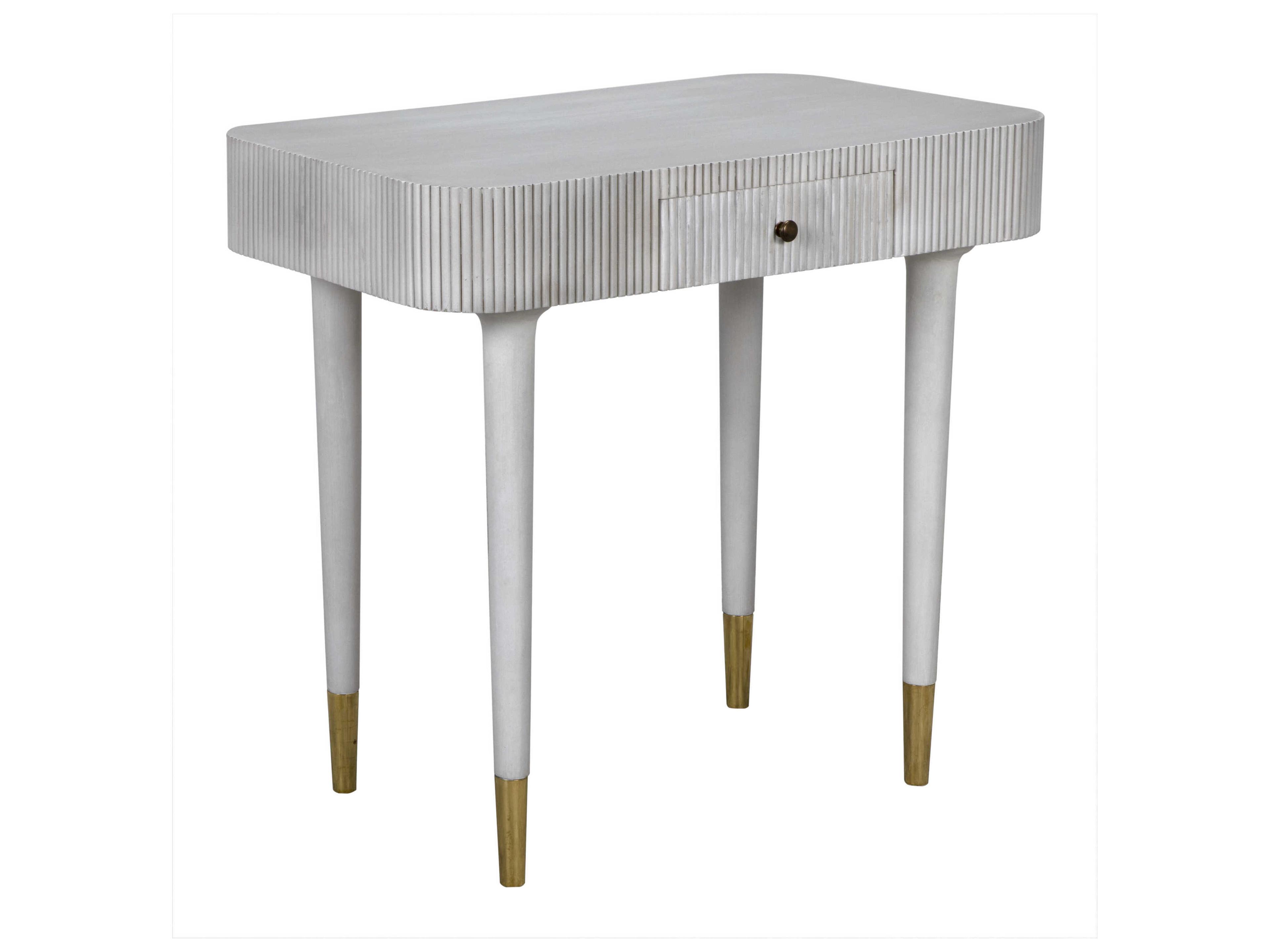 Noir Celine White Wash Mahogany Wood Computer Desk