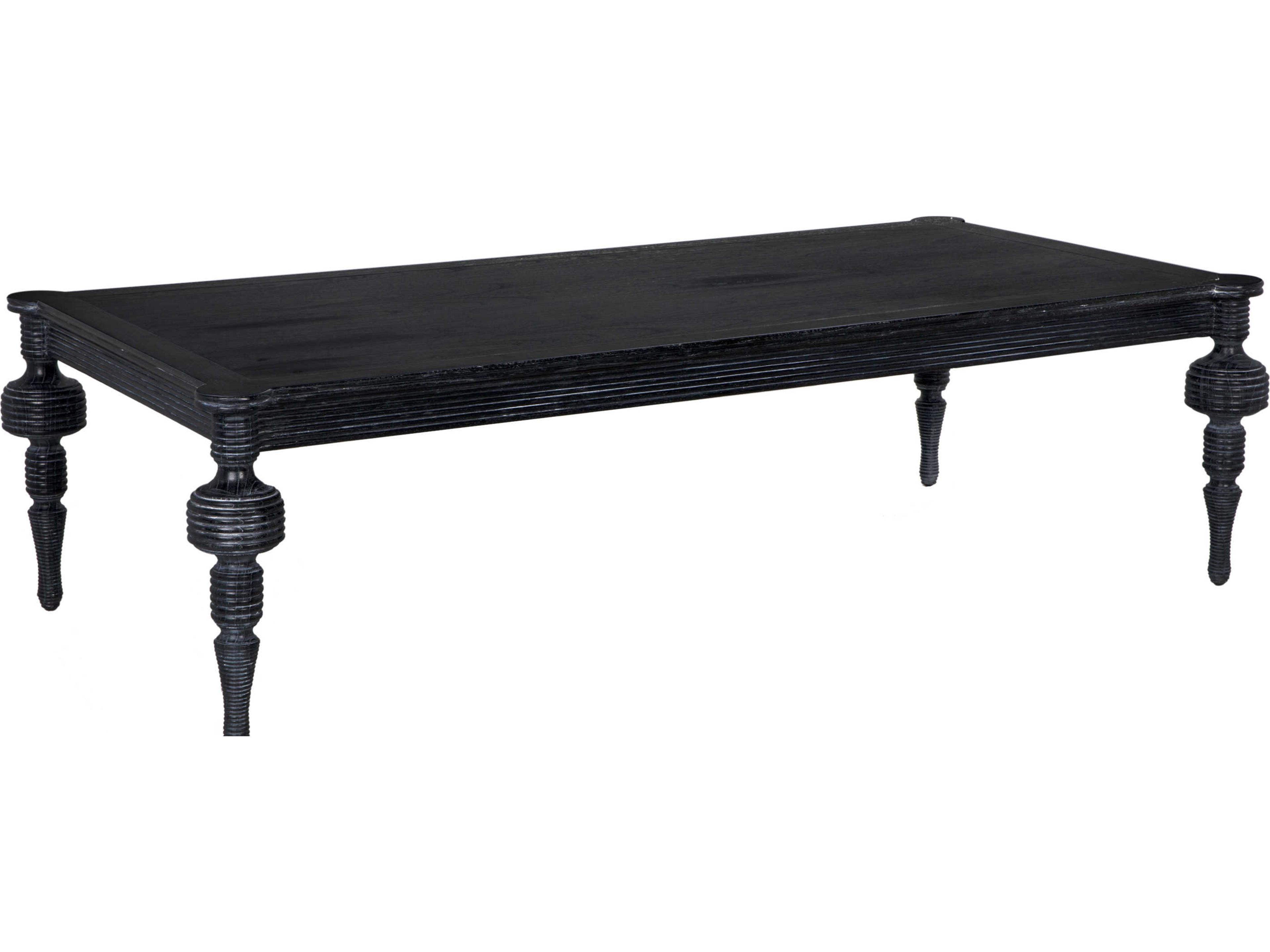 Noir Stockholm Rectangular Wood Cinder Black Coffee Table