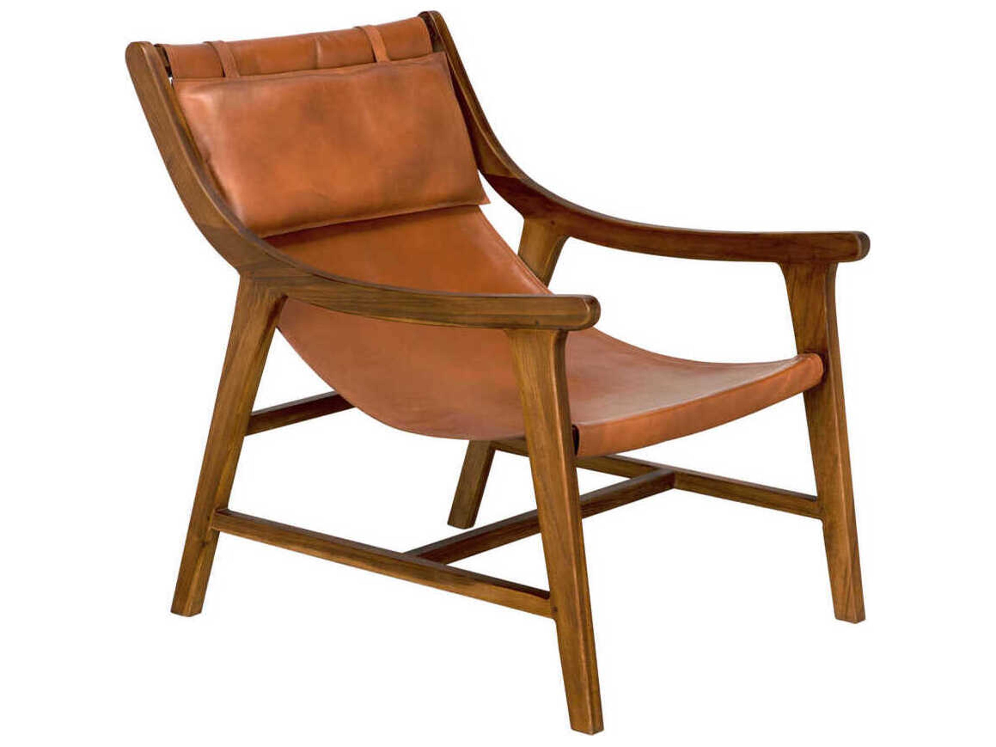 Noir Gilberto Brown Leather Accent Chair