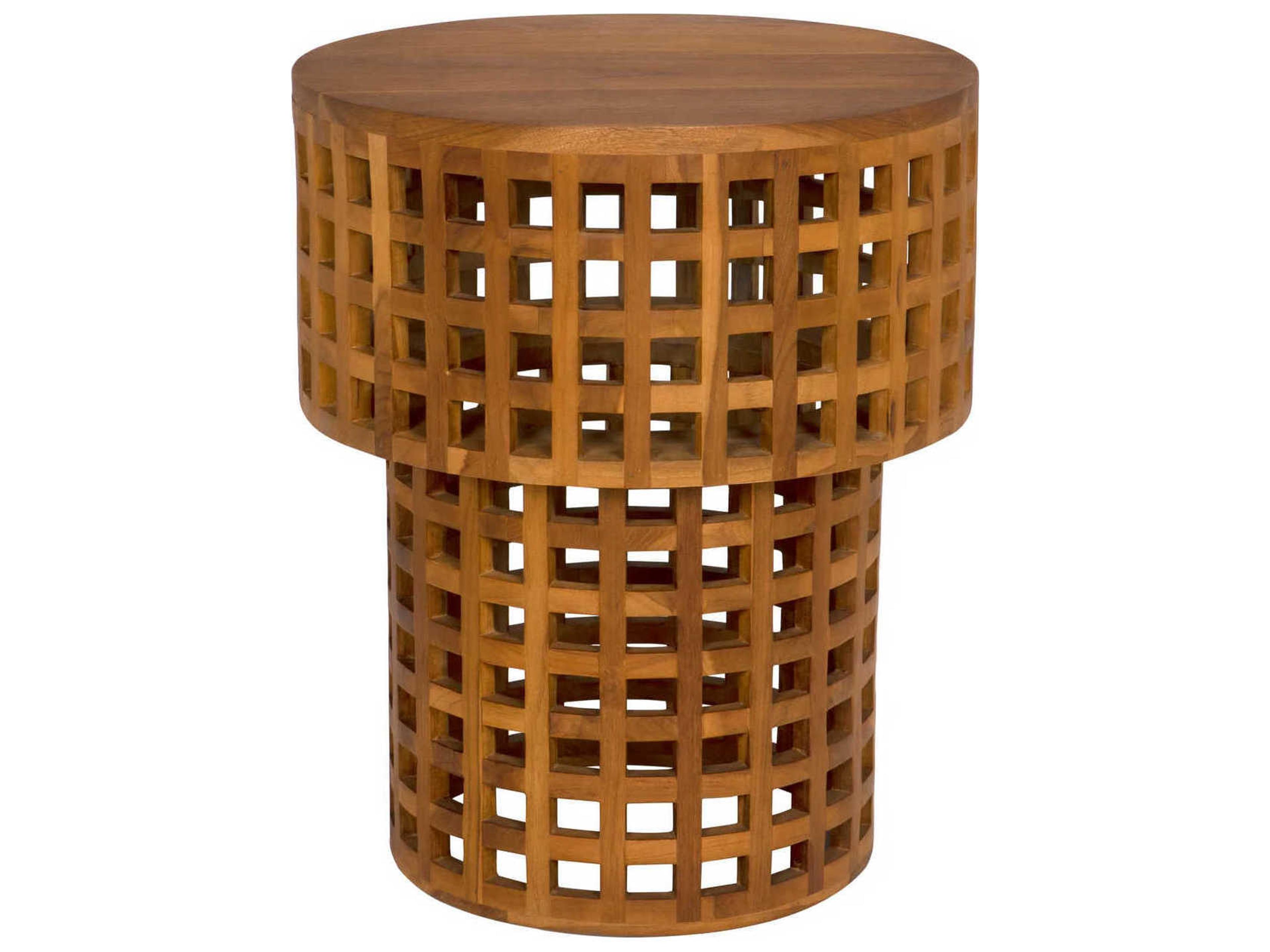 Noir Flynn Round Wood Clear Coat Flat End Table