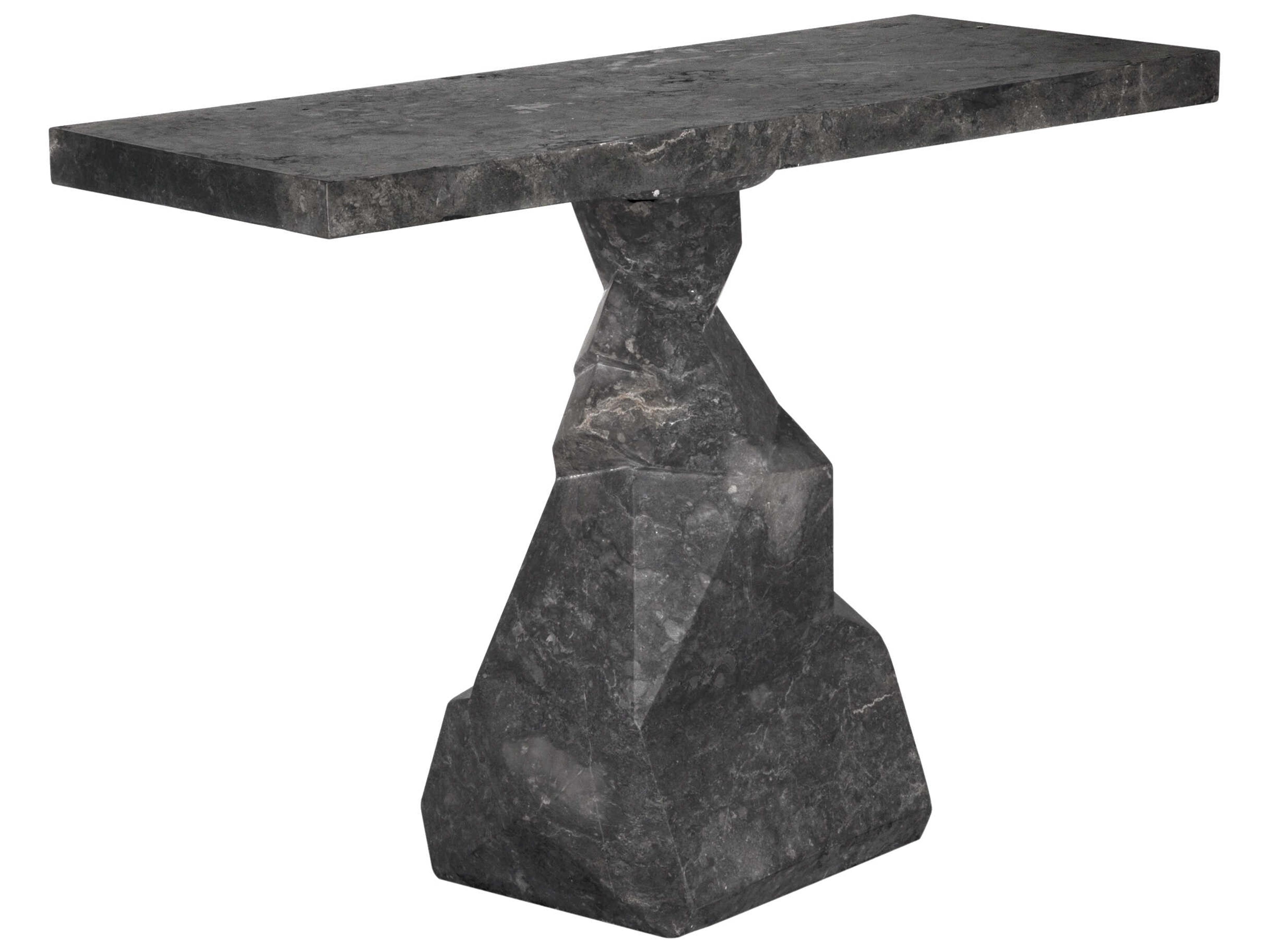 Noir Tilden Rectangular Black Marble Console Table