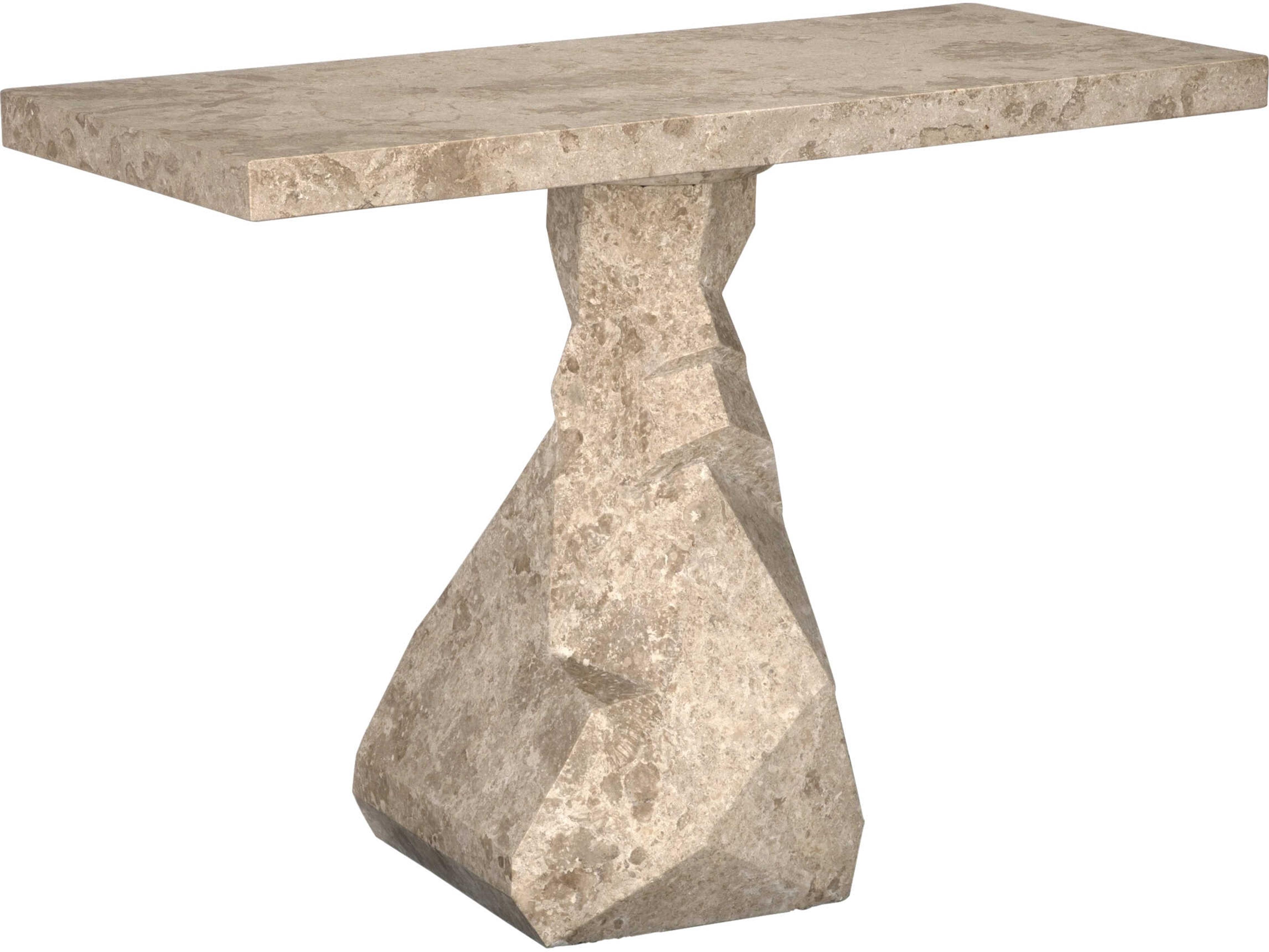 Noir Tilden Rectangular White Marble Console Table