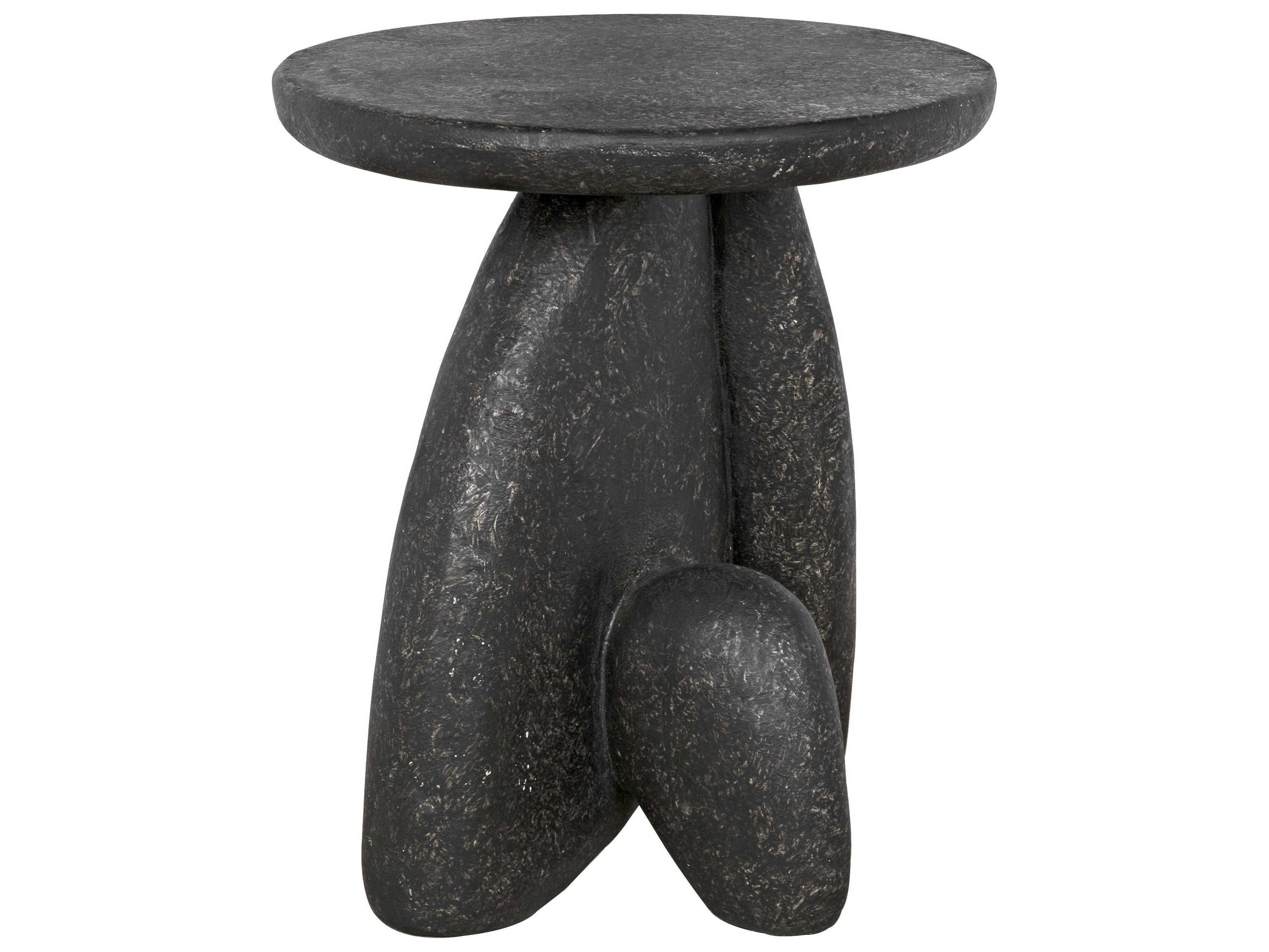Noir Round Black Fiber Cement End Table