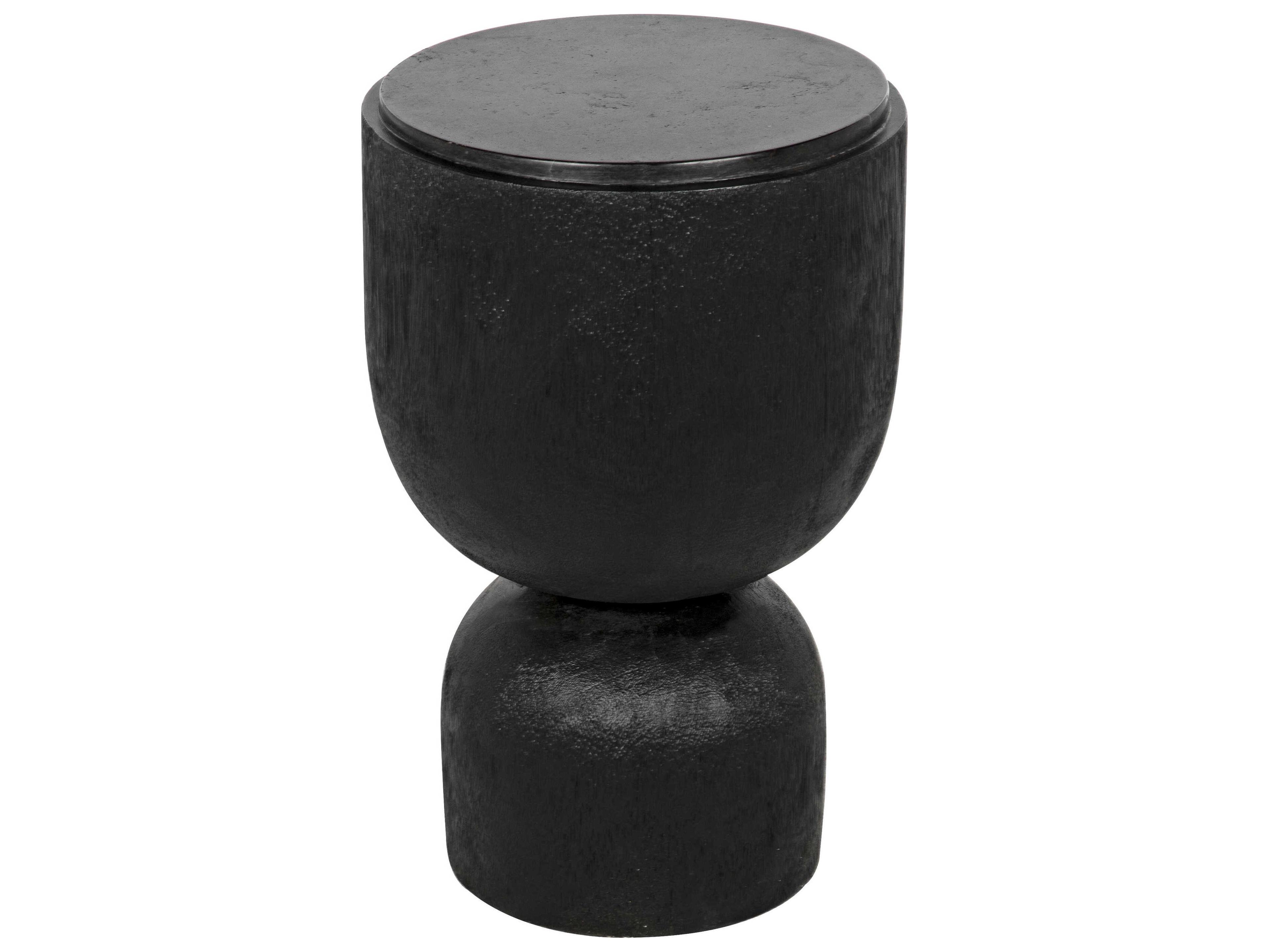 Noir Round Marble Burnt Black End Table
