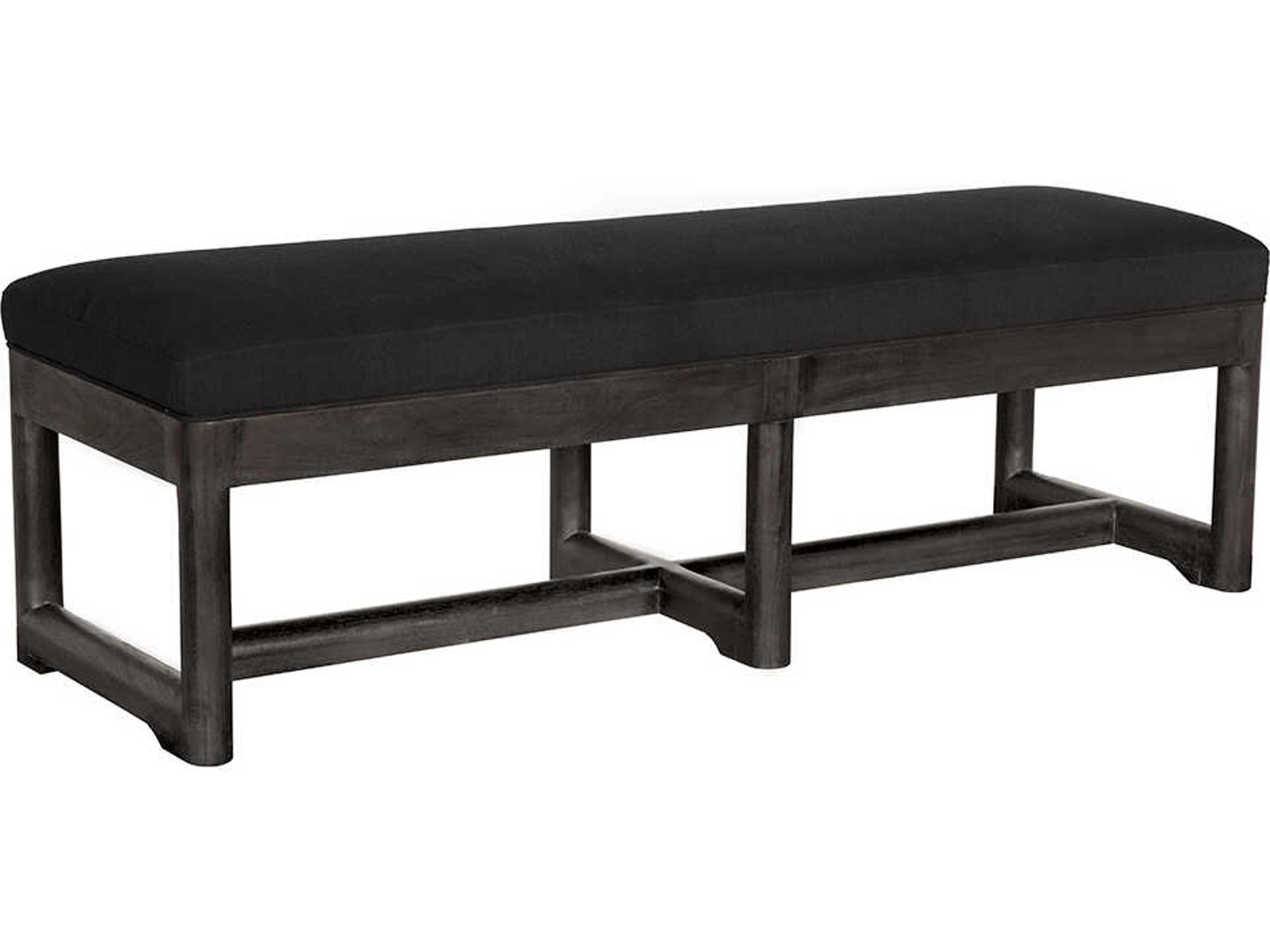 Noir Charles Burnt Black Upholstered Accent Bench