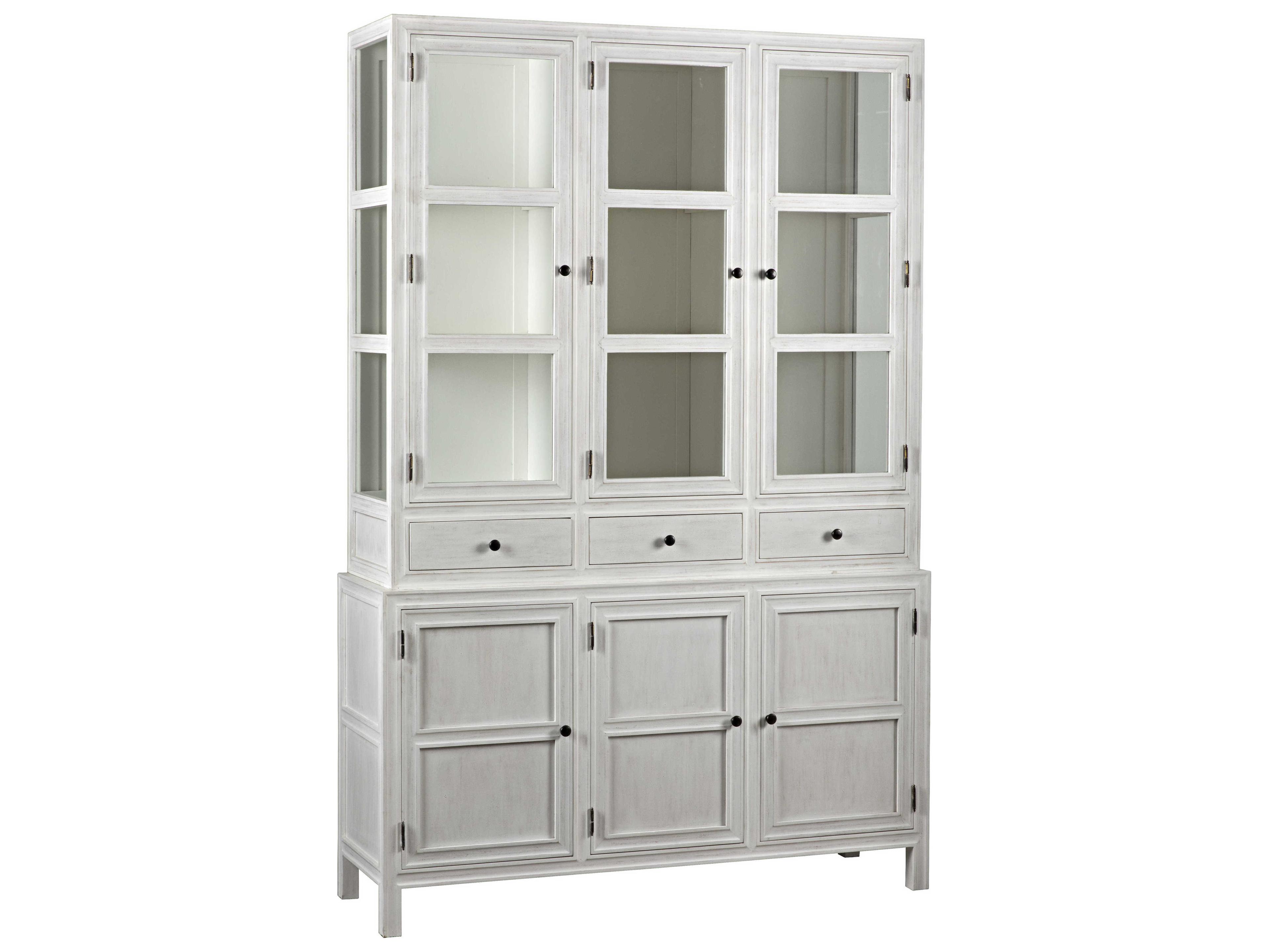 Noir Mahogany Wood White Wash Display Cabinet