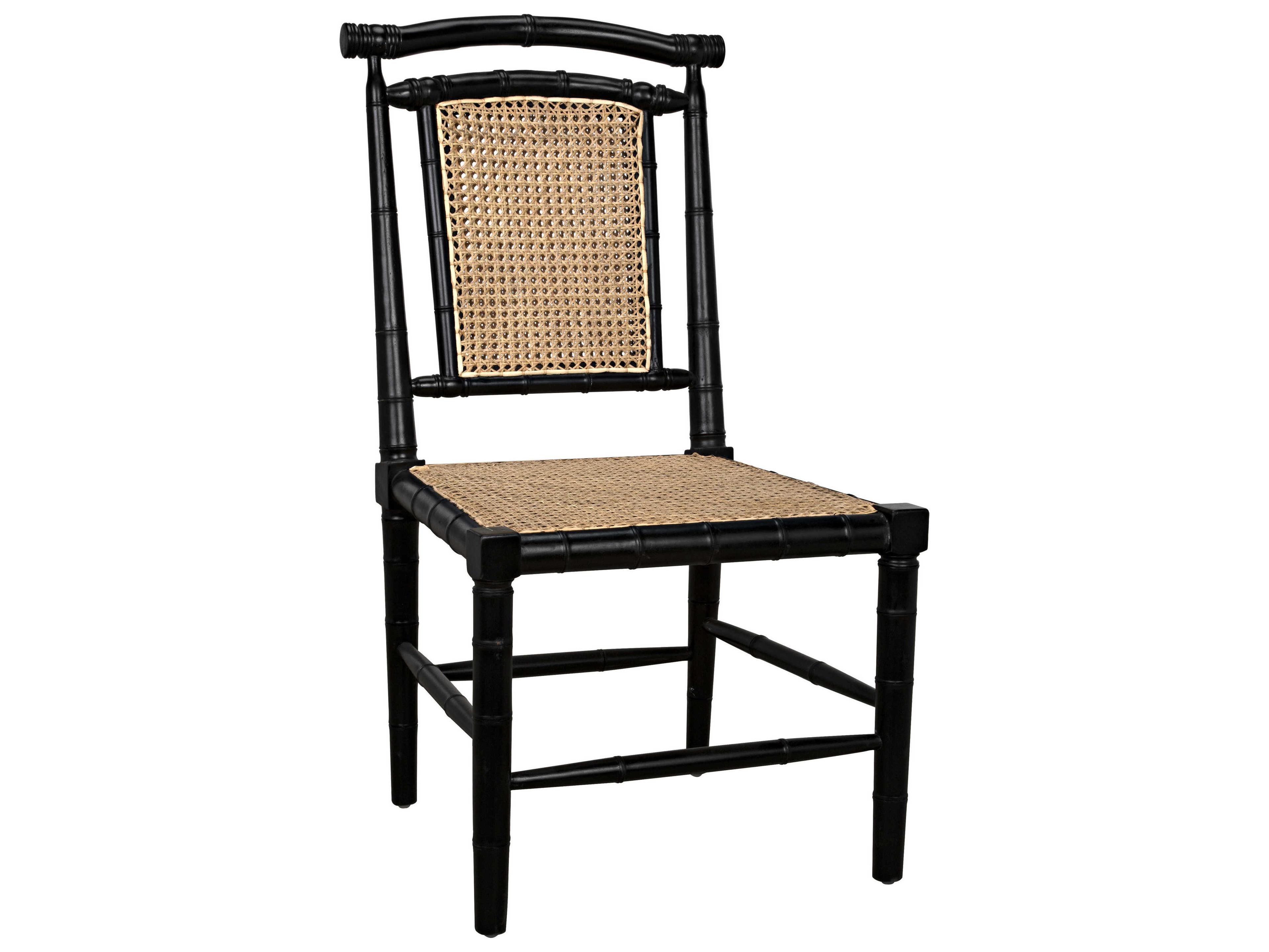 Noir Colonial Mahogany Wood Black Side Dining Chair