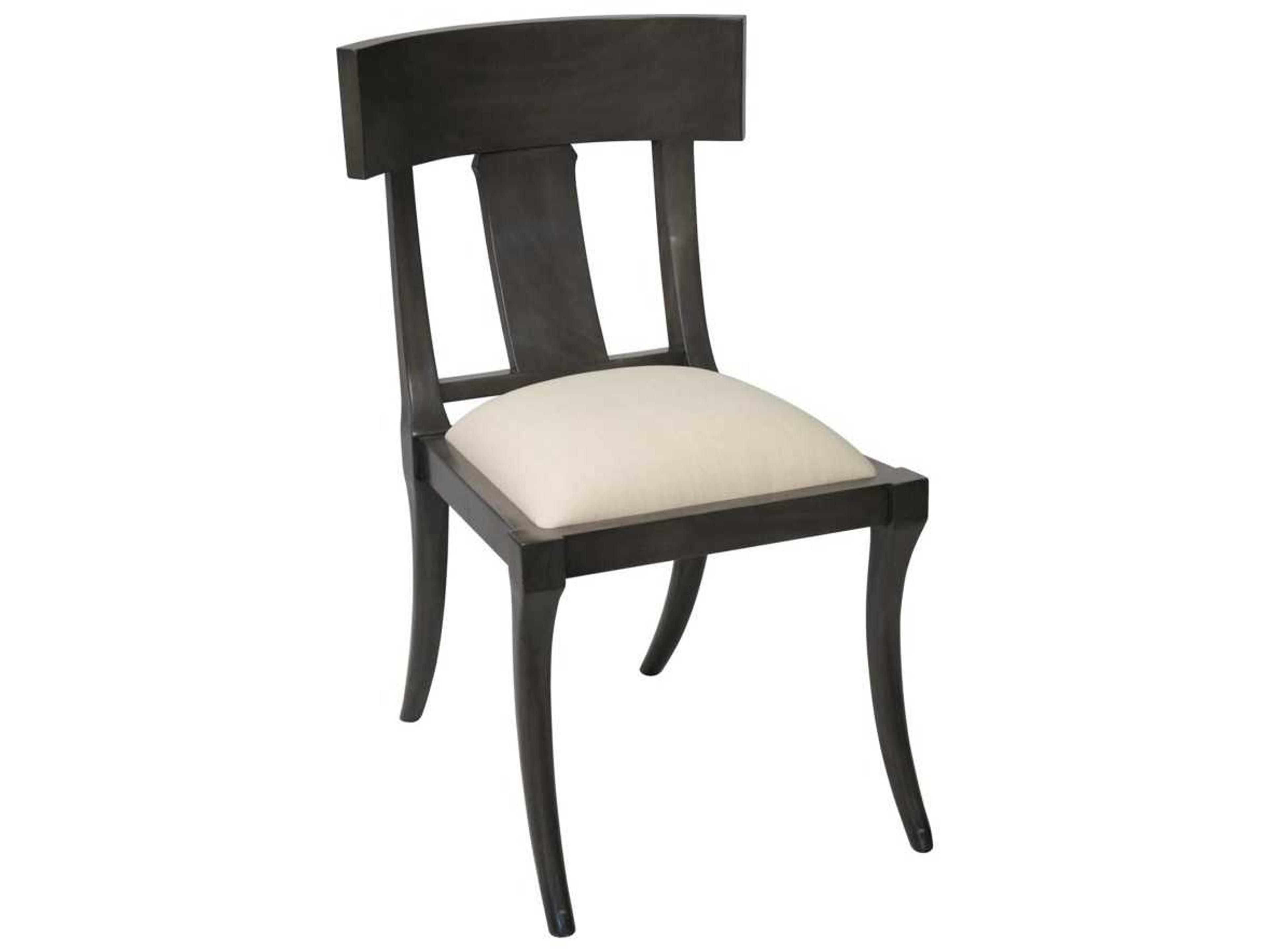 Noir Mahogany Wood Gray Upholstered Side Dining Chair
