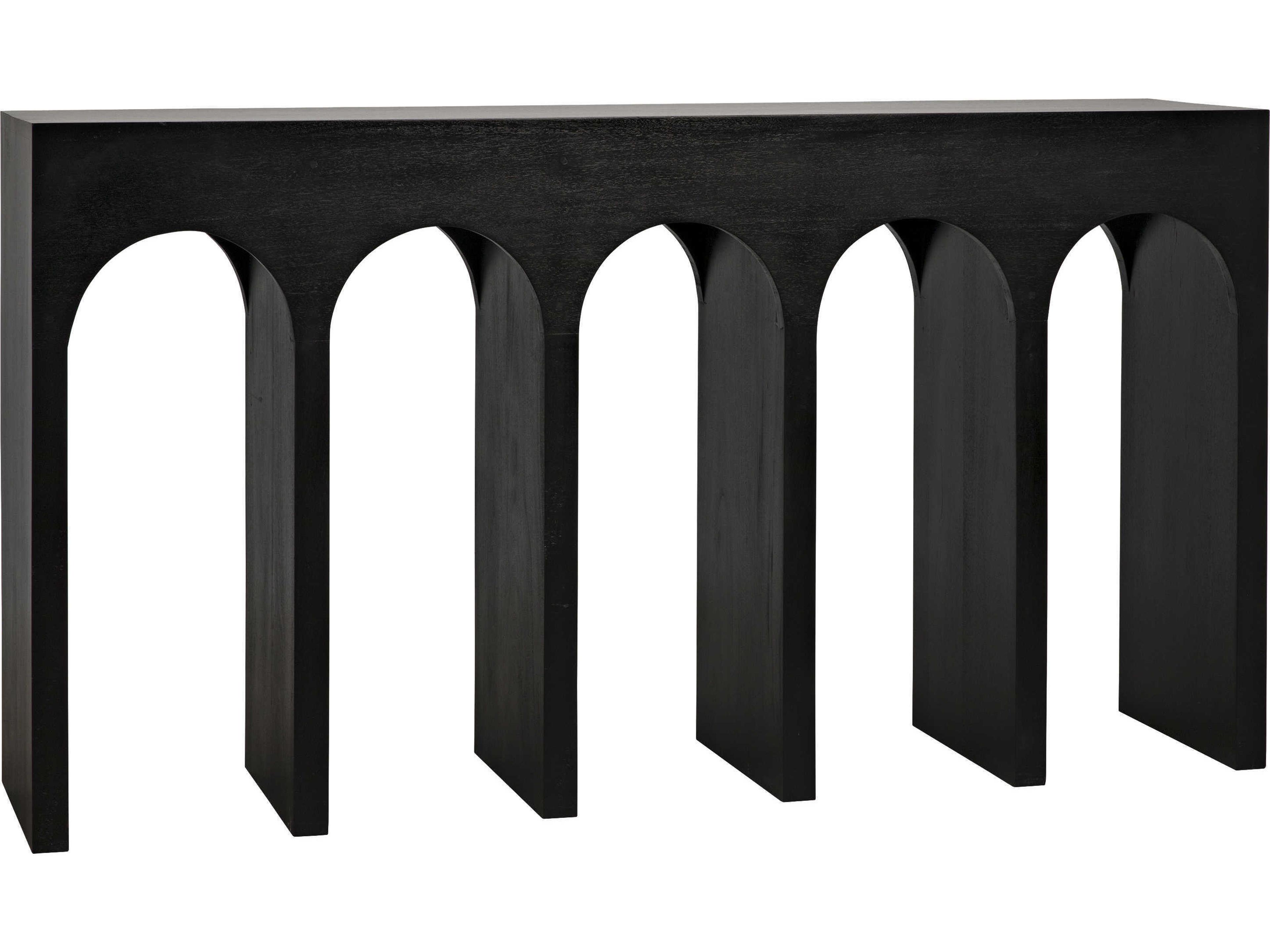 Noir Rectangular Wood Hand Rubbed Black Console Table
