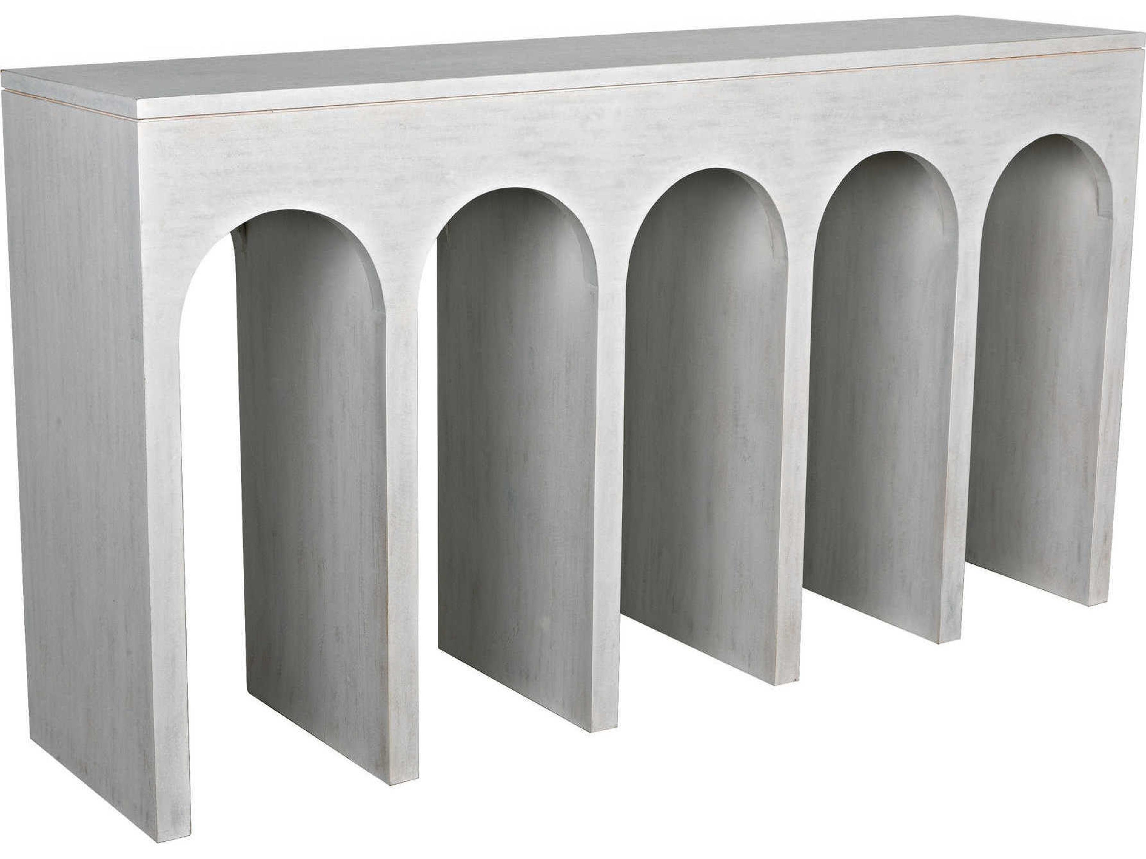 Noir Rectangular Wood White Wash Console Table