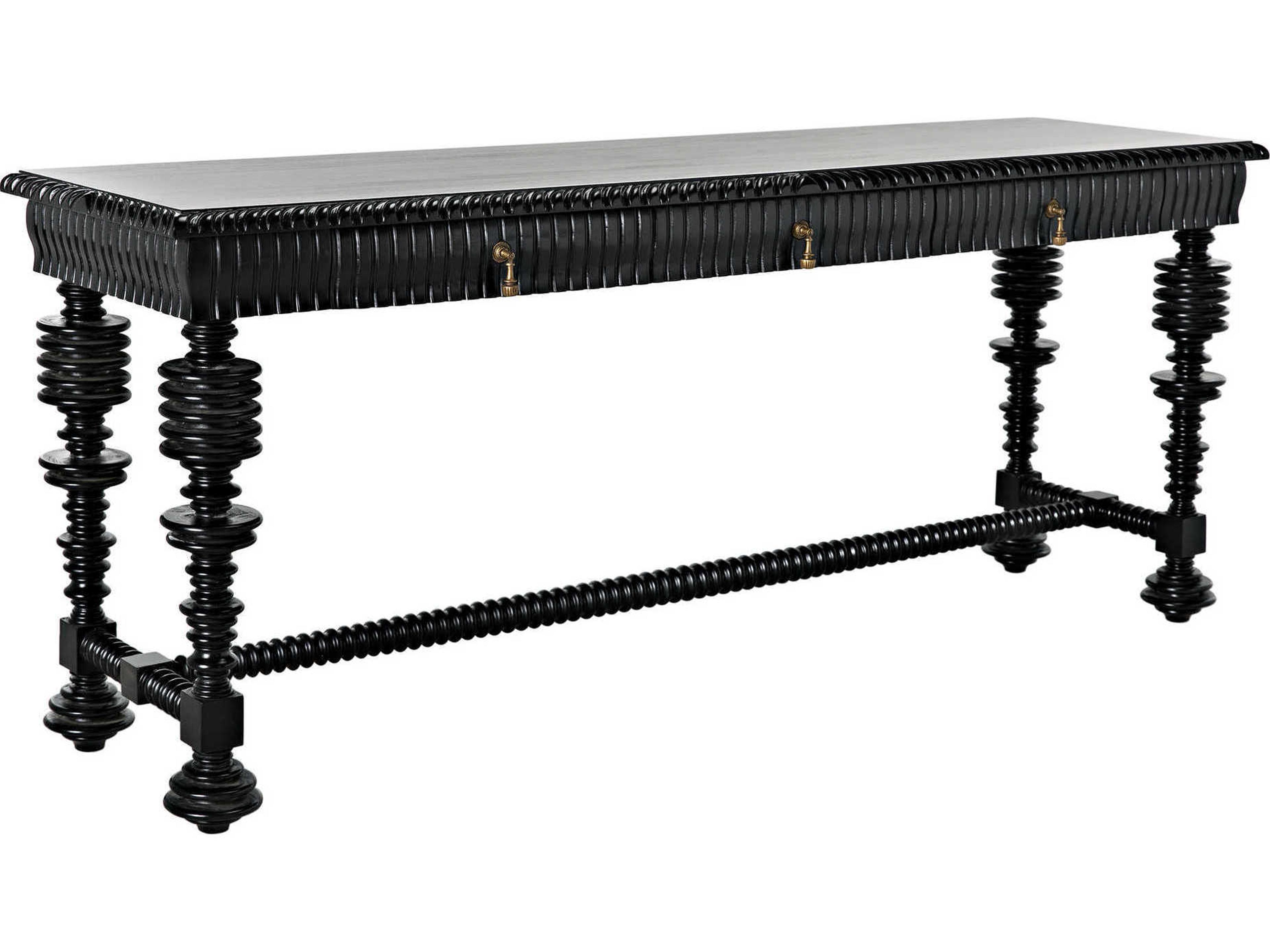 Noir Rectangular Wood Hand Rubbed Black Console Table