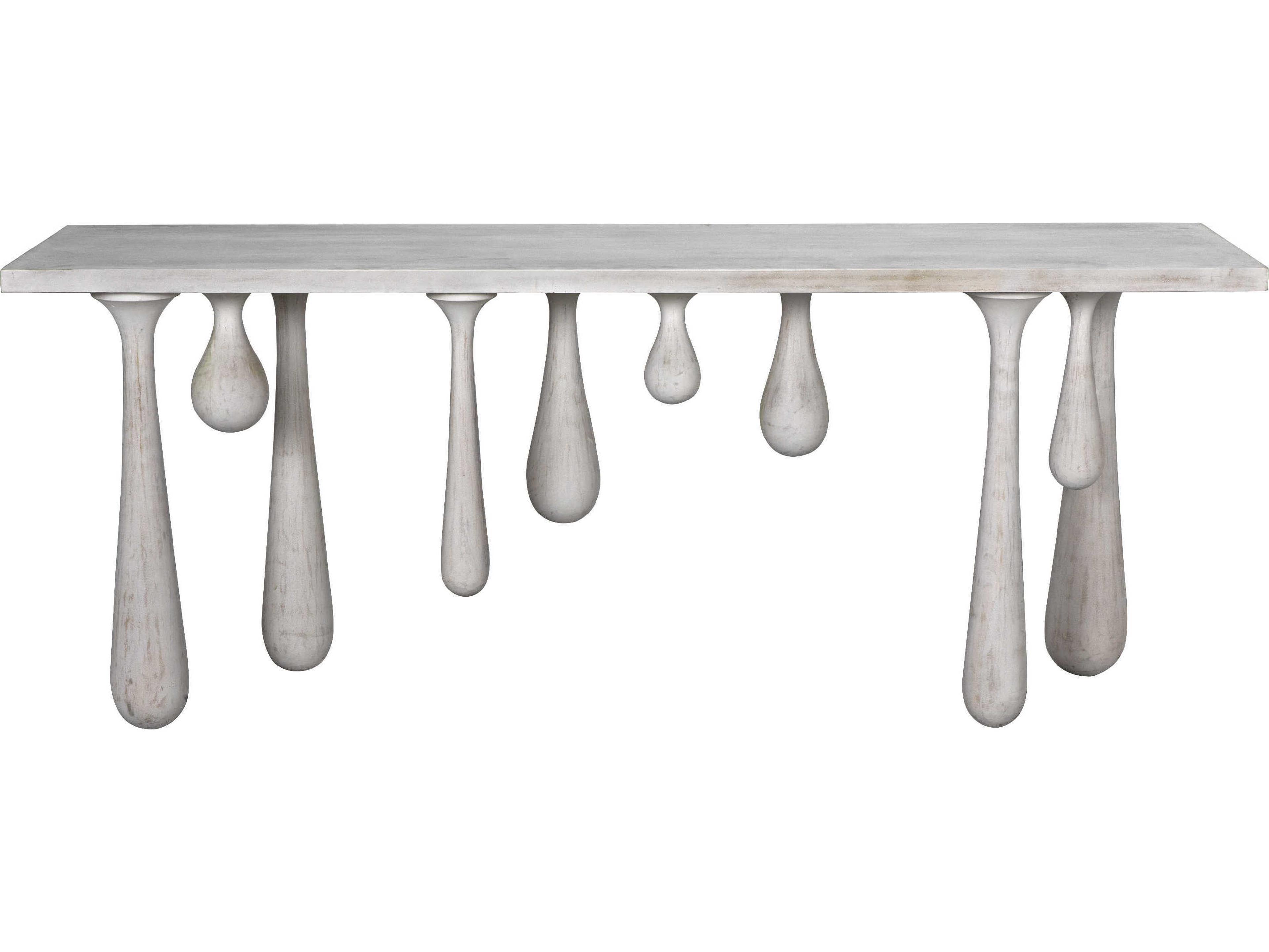 Noir Drop Rectangular Wood White Wash Console Table