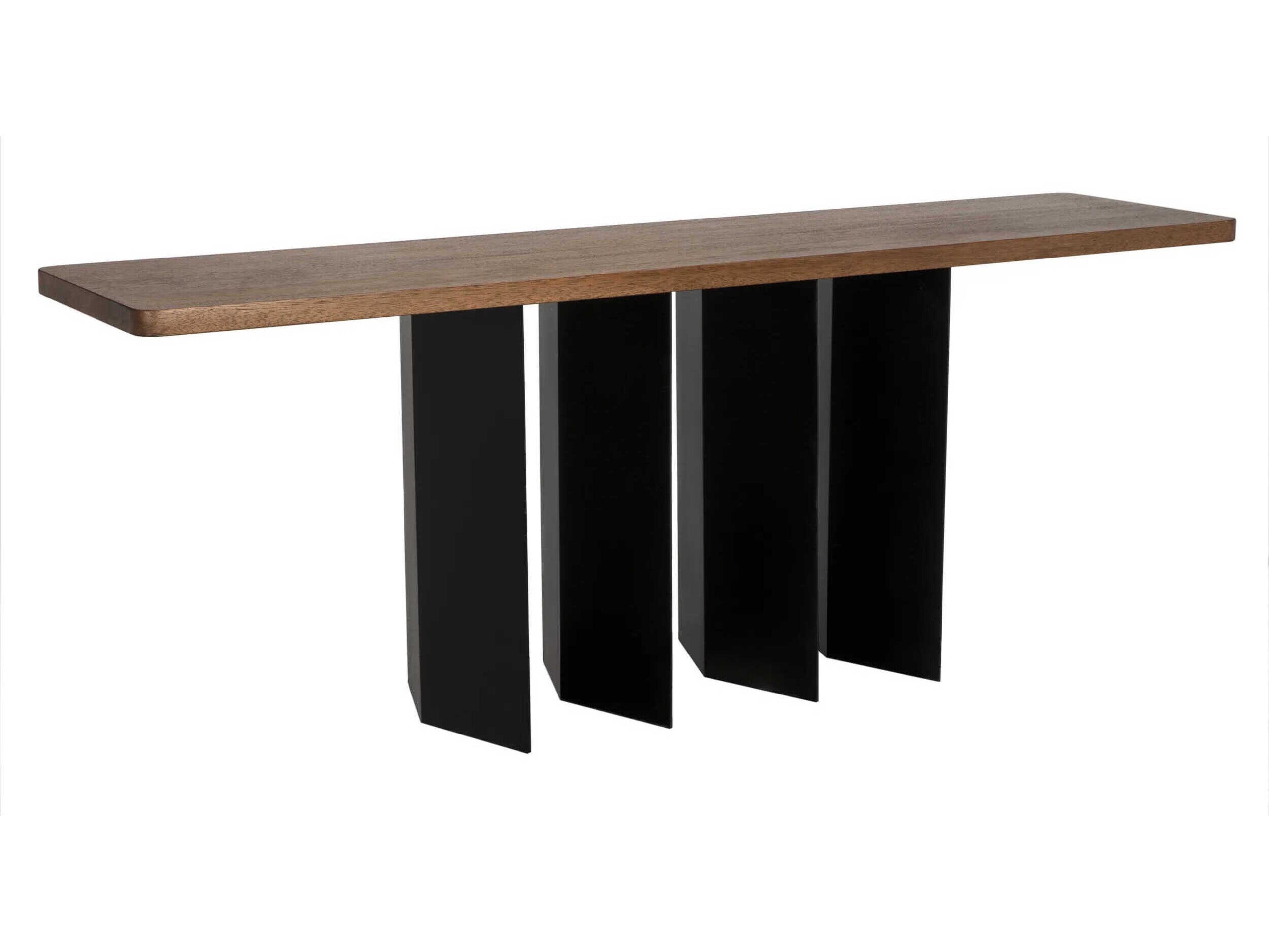 Noir Delta Rectangular Wood Dark Walnut Console Table