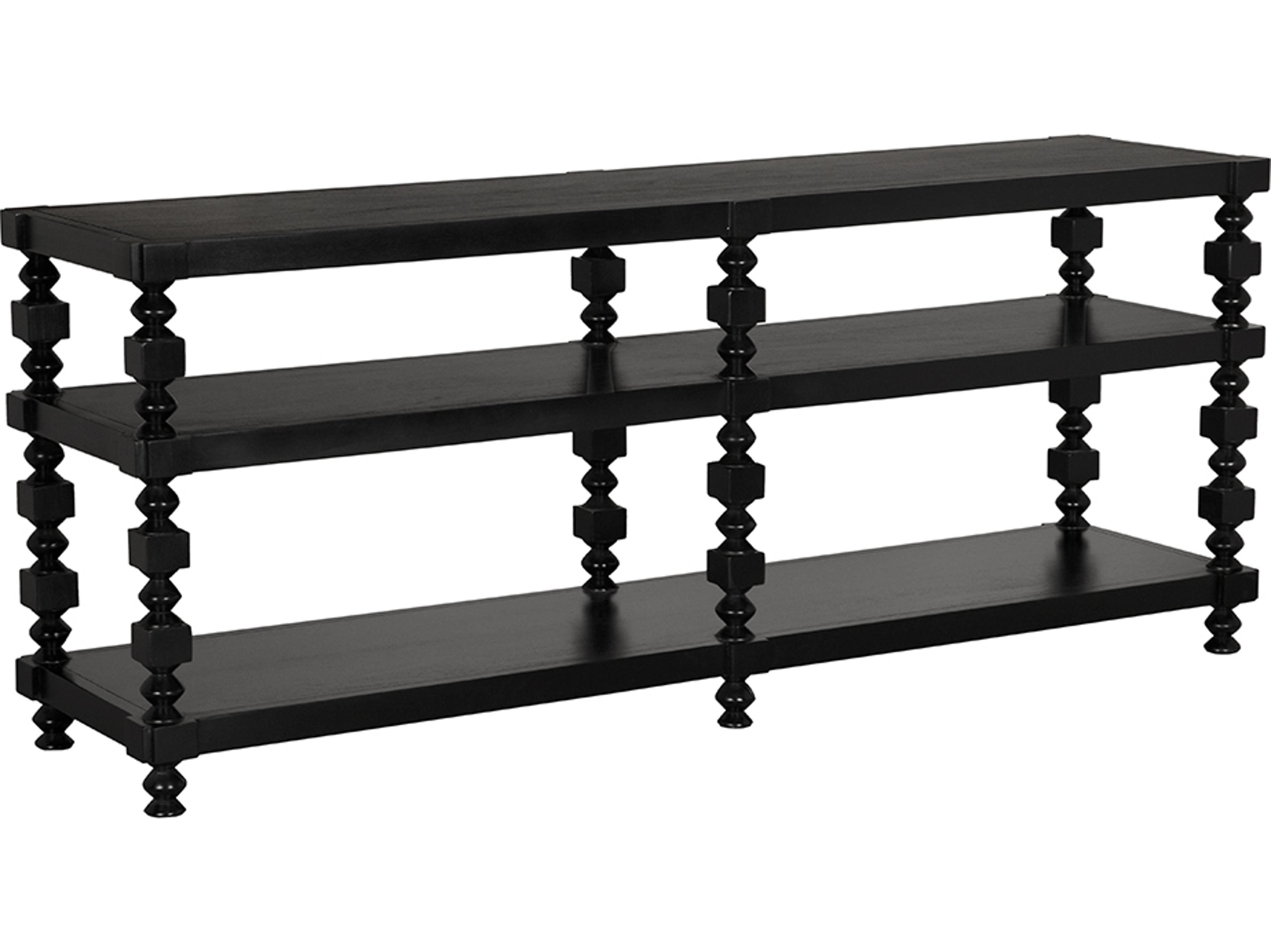 Noir Maurice Rectangular Wood Hand Rubbed Black Console Table