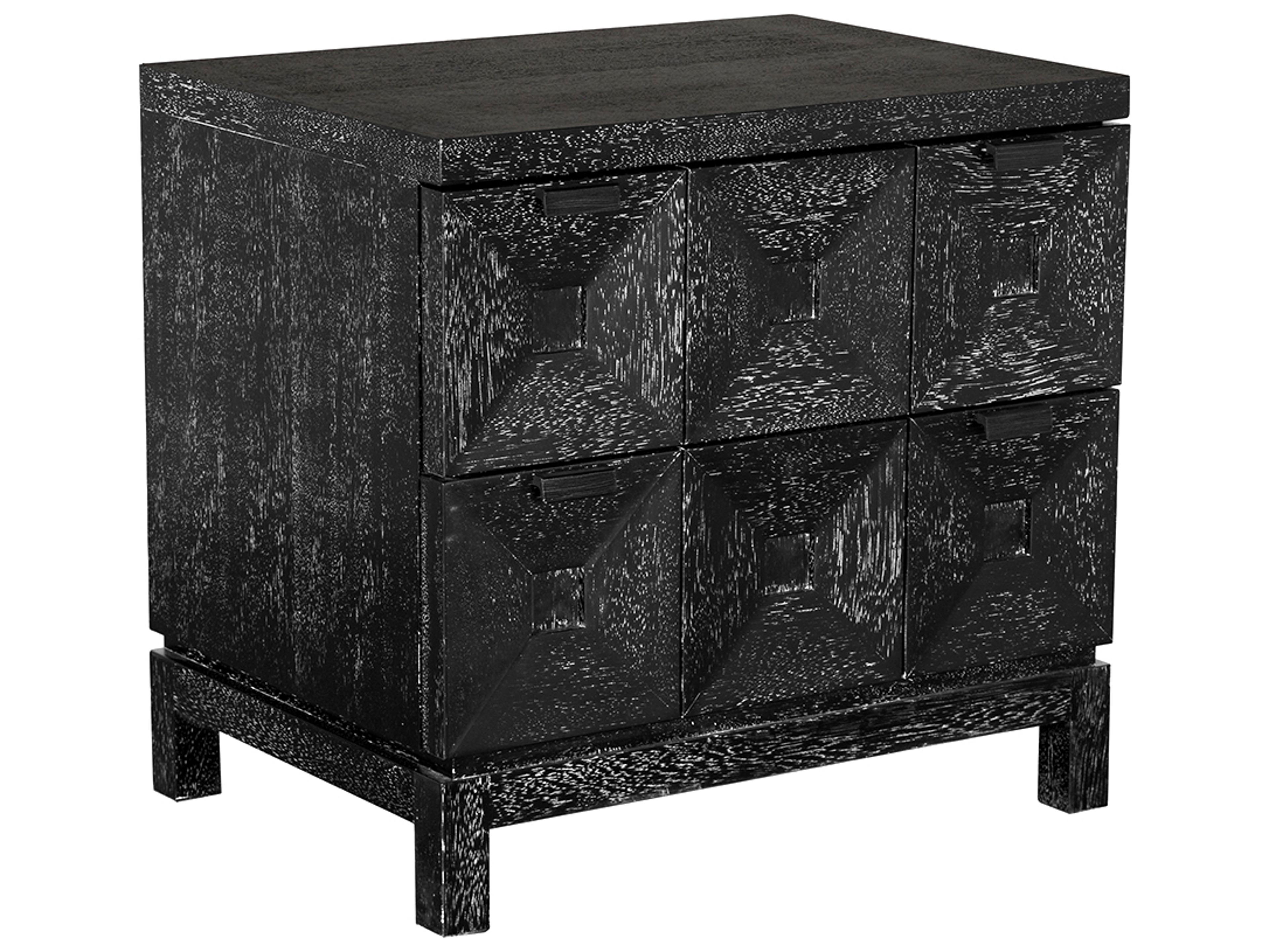 Noir Musashi 2-Drawers Walnut Wood Nightstand