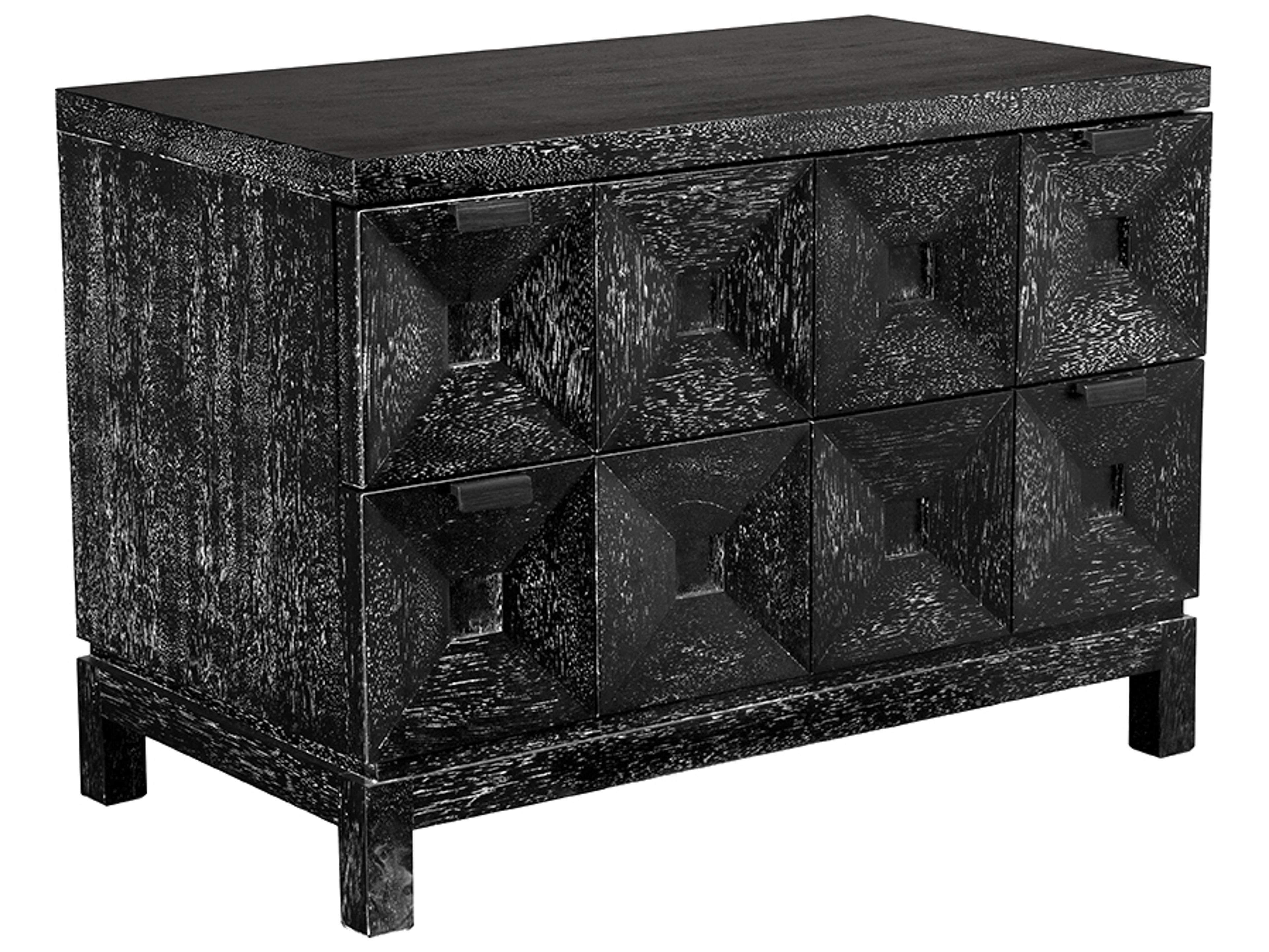 Noir Musashi 3-Drawers Walnut Wood Double Dresser