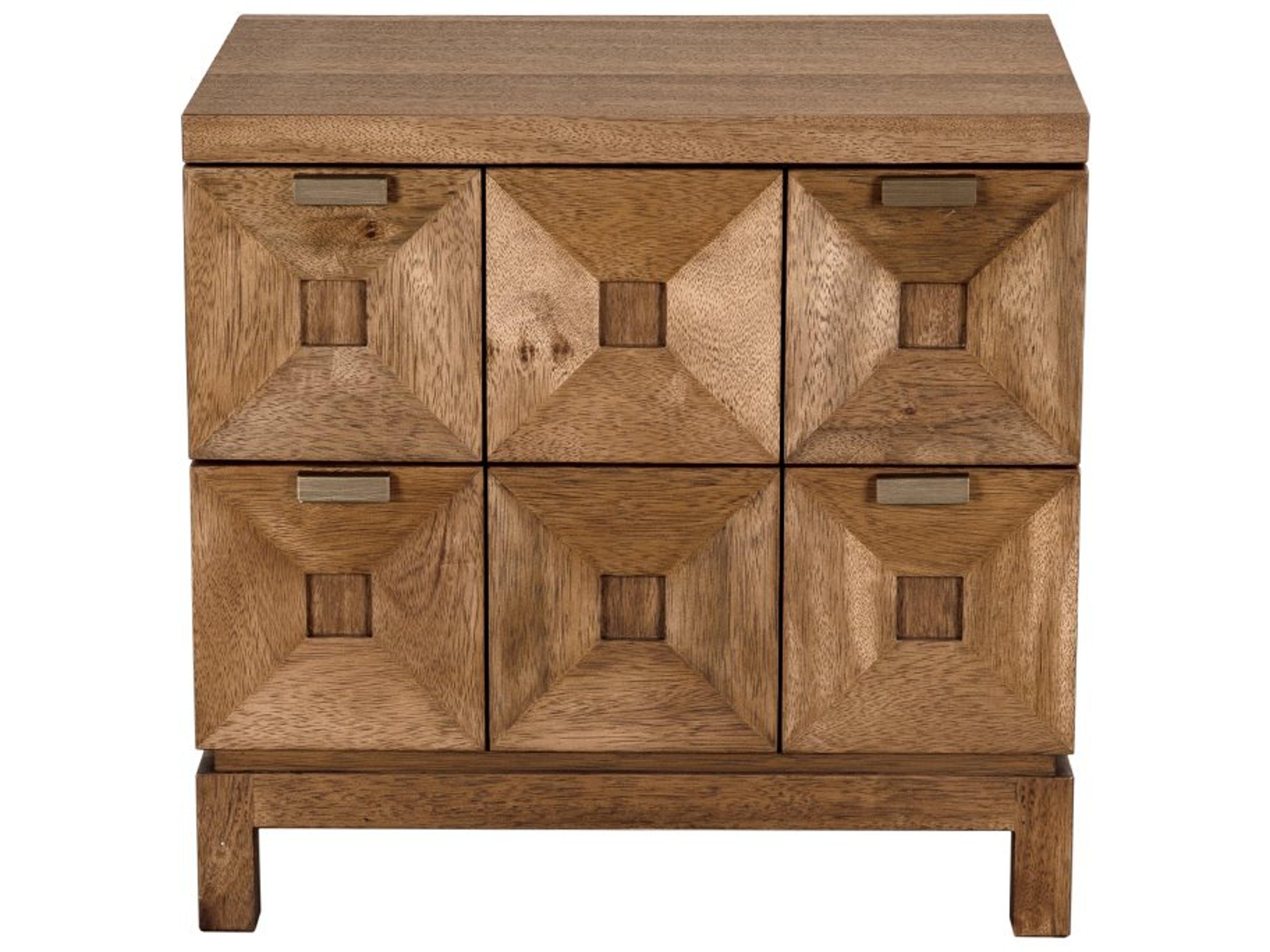 Noir Musashi 2-Drawers Brown Walnut Wood Nightstand