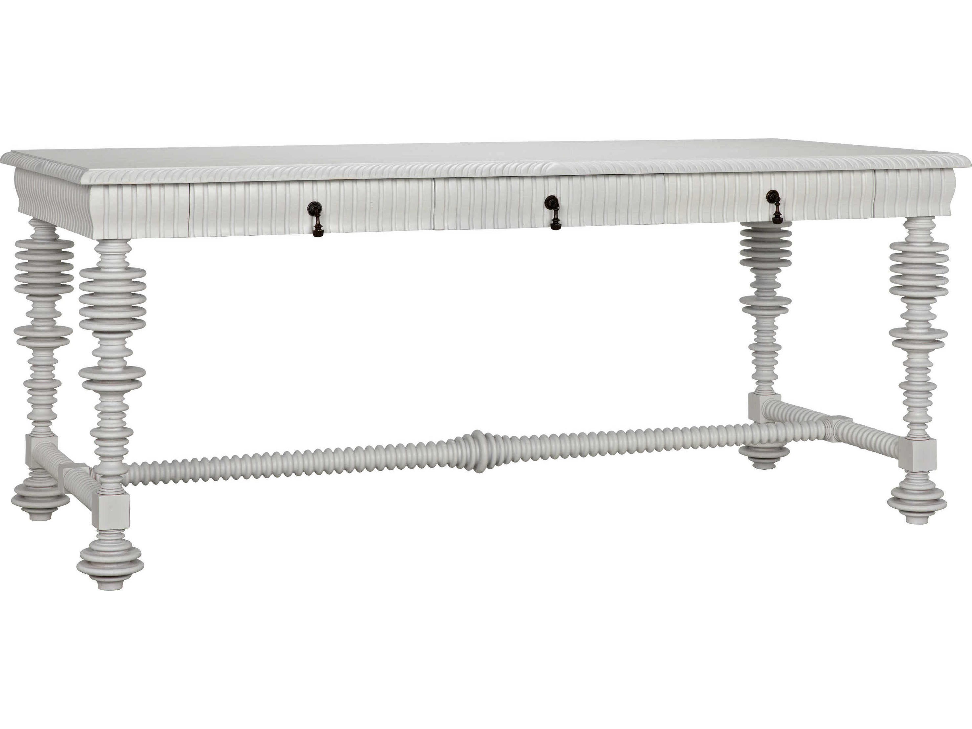 Noir Solid White Mahogany Wood Secretary Desk