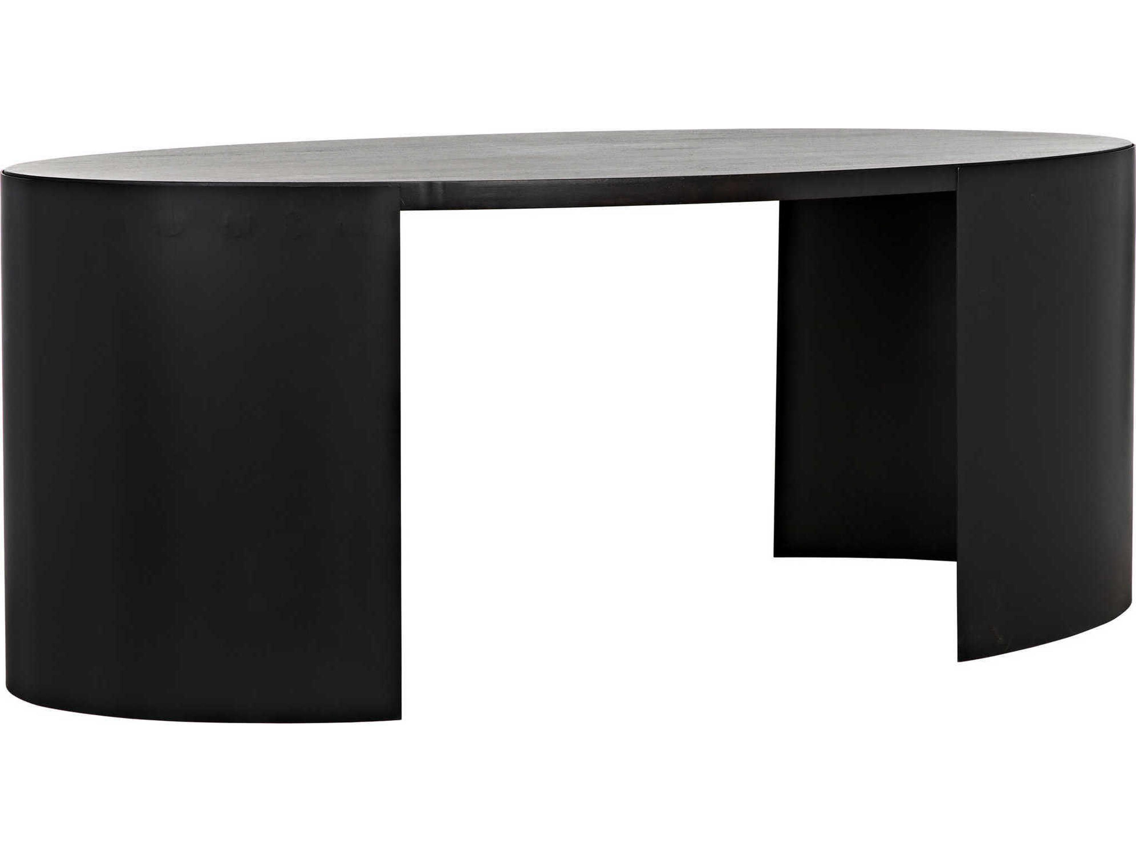 Noir Ebony Walnut Black Metal Wood Computer Desk