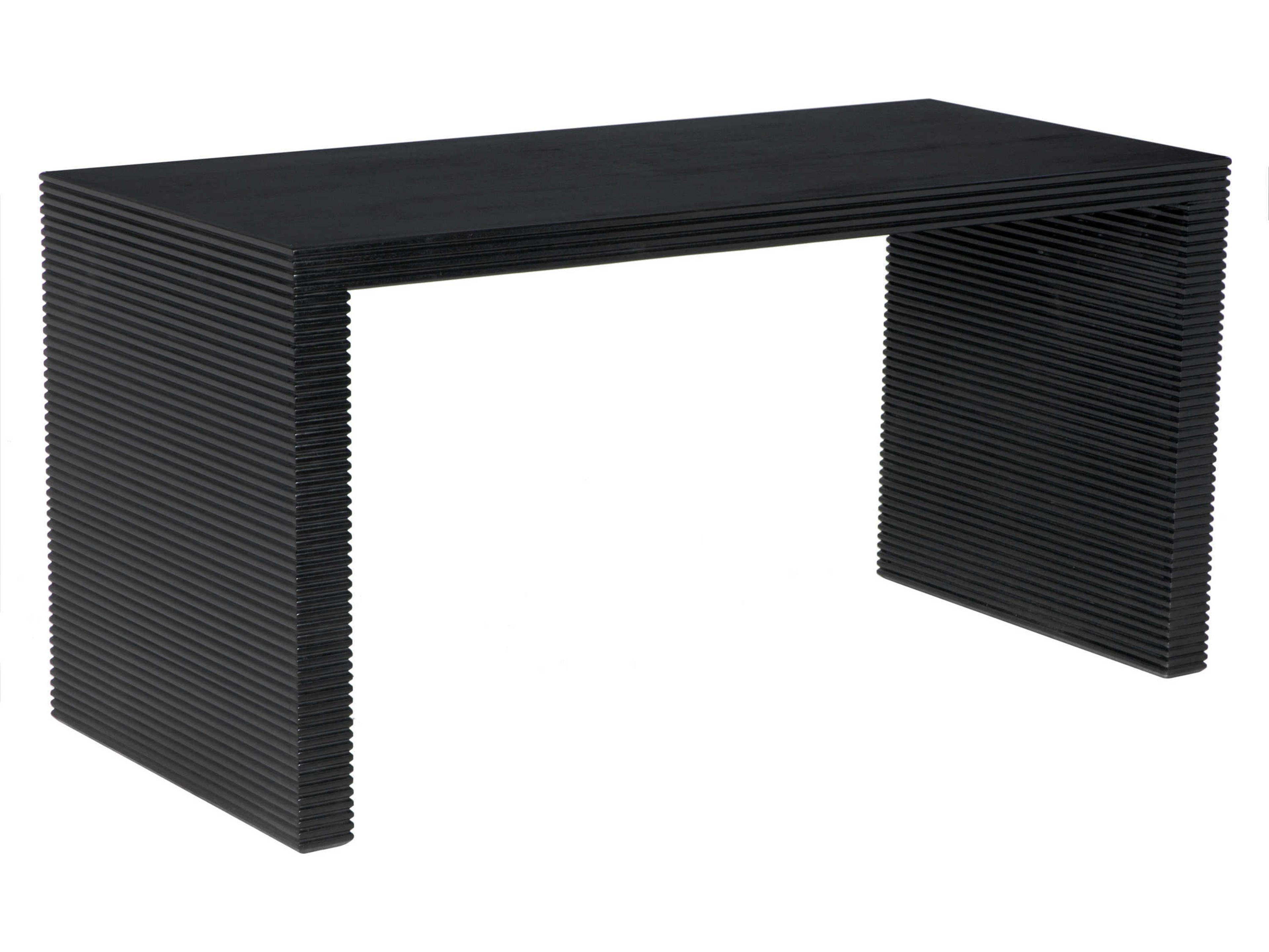 Noir Manhattan Hand Rubbed Black Mahogany Wood Computer Desk