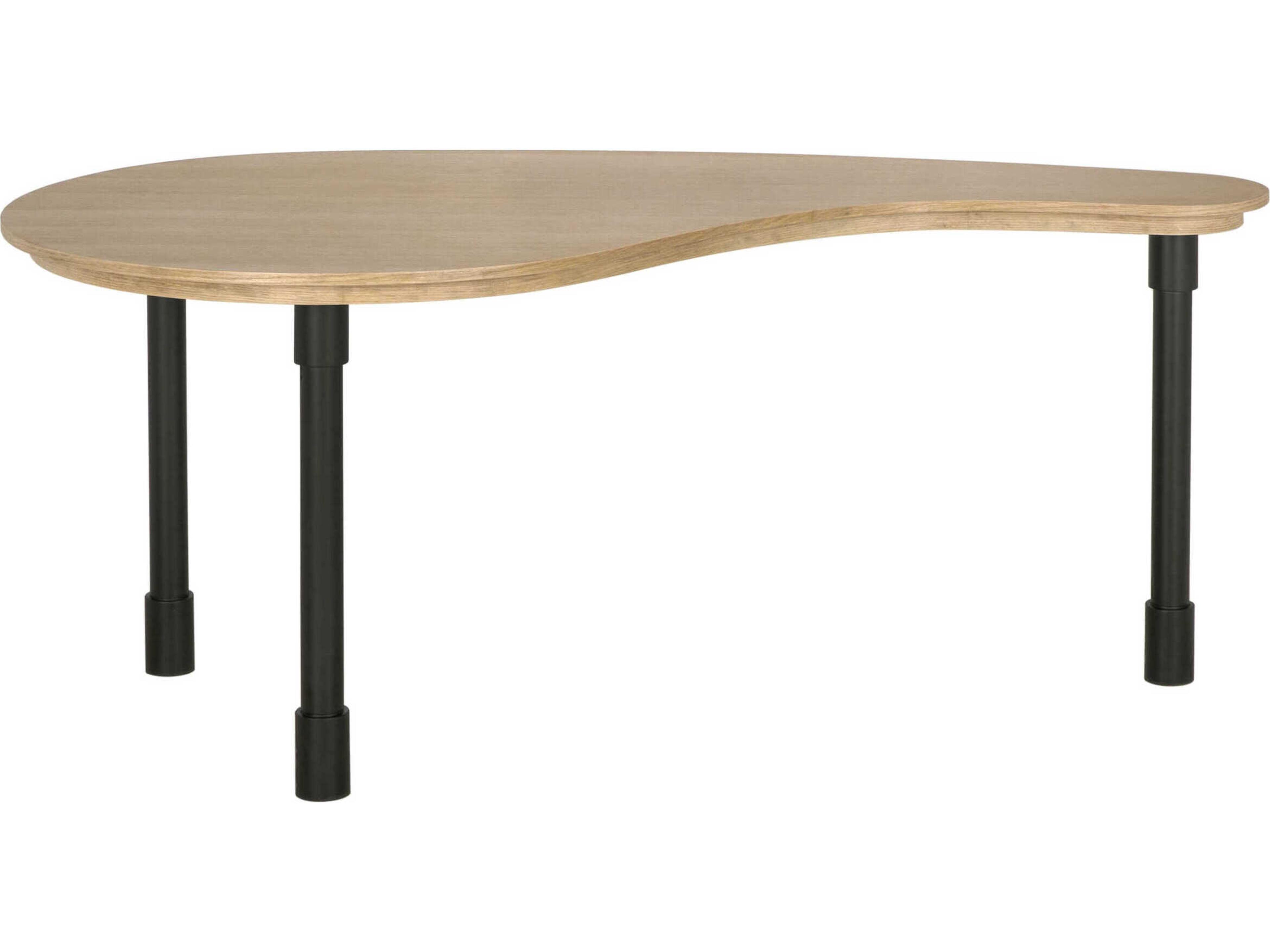 Noir Emory Natural And Matte Black Oak Wood Computer Desk