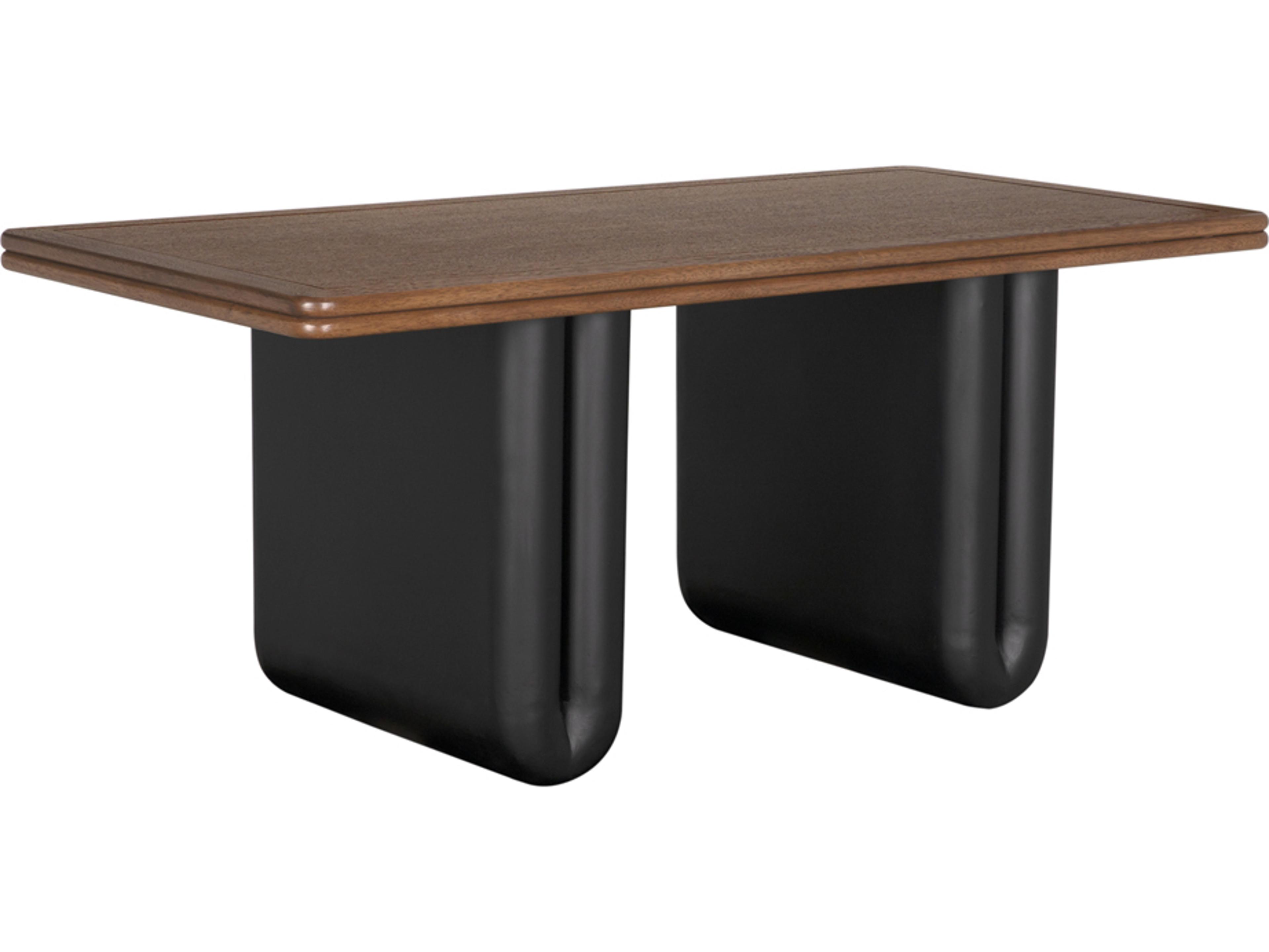 Noir Mila Dark Walnut Matte Black Brown Wood Writing Desk